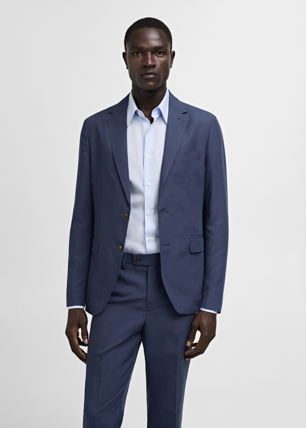 Stretch-fabric slim-fit suit jacket - Dark Navy