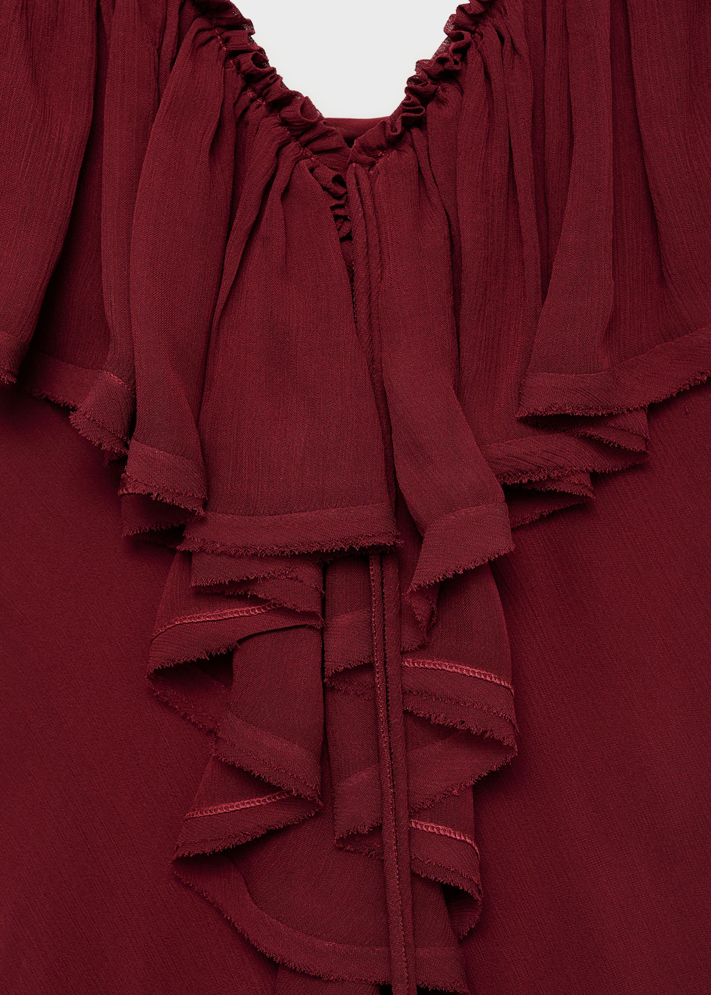 Chiffon dress with ruffle detail - Burgundy
