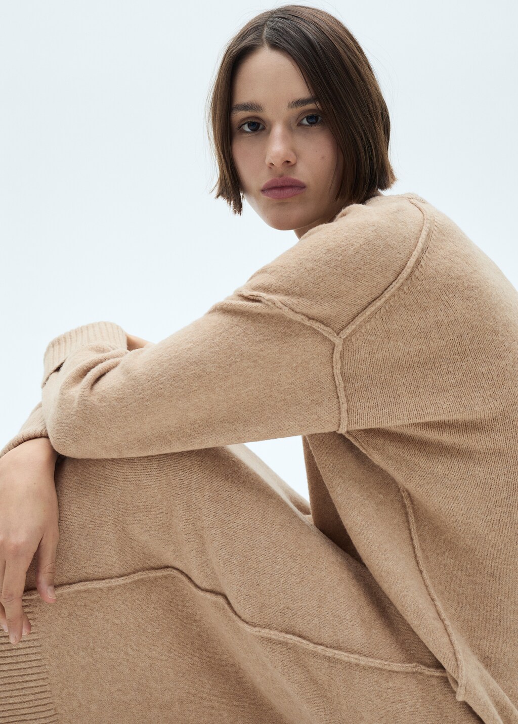 Knitted dress with ribbed finishes - Medium Green