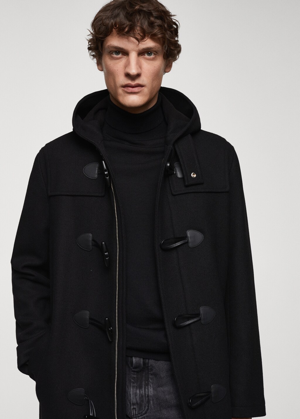 Wool hooded coat - Black