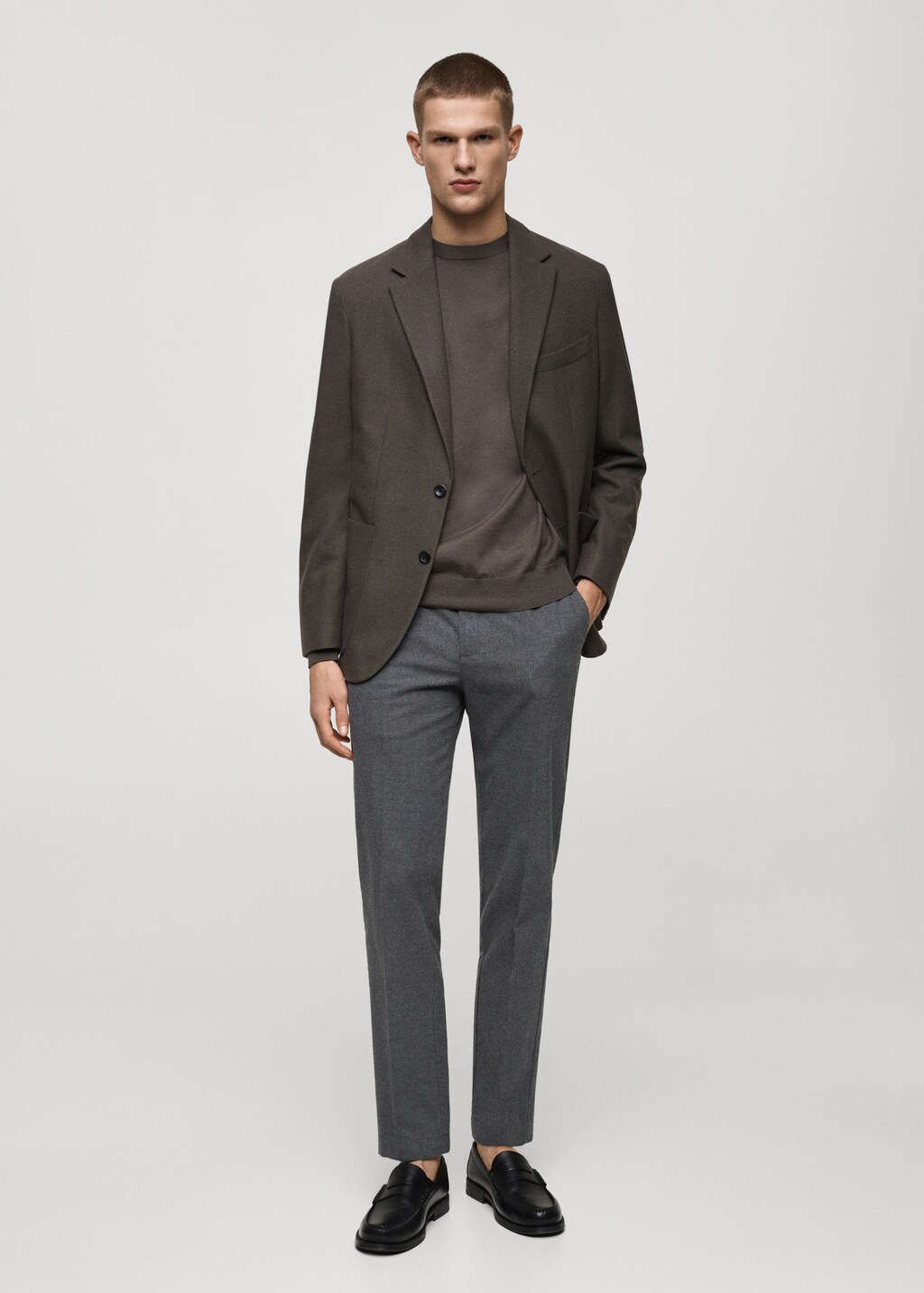 Micro-houndstooth flannel trousers - Brown