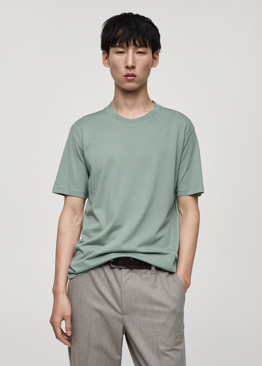 Slim fit mercerized cotton T-shirt - Dark Grey