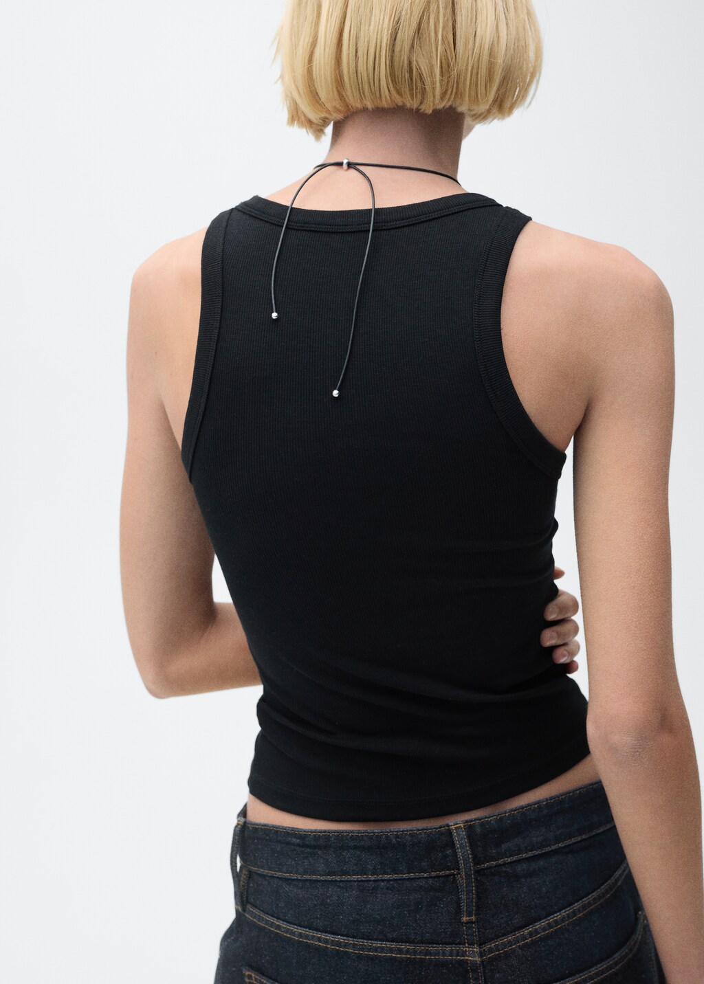 Ribbed cotton-blend top - Vanilla