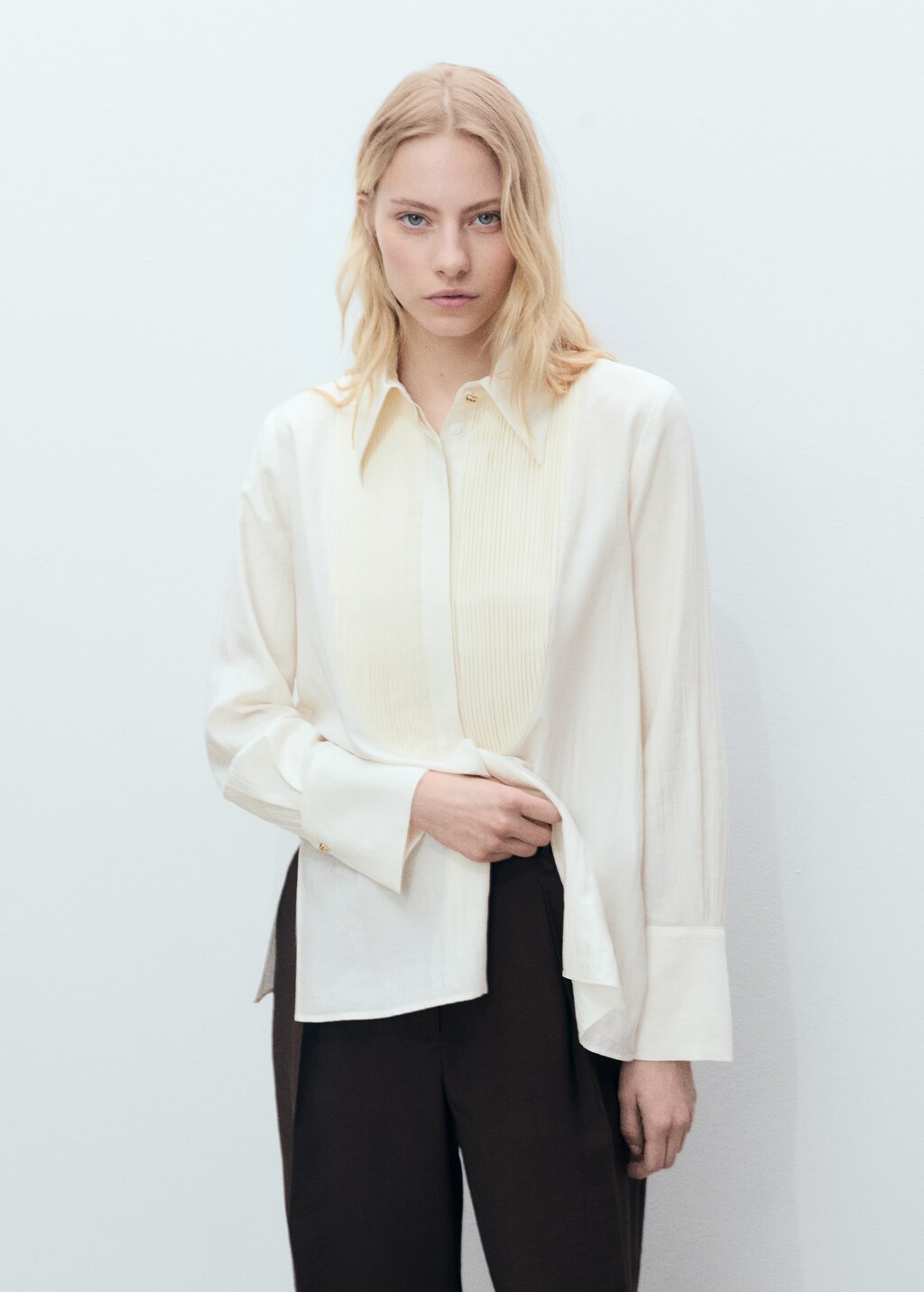 Fluid skirt with contrasting panel - Off White