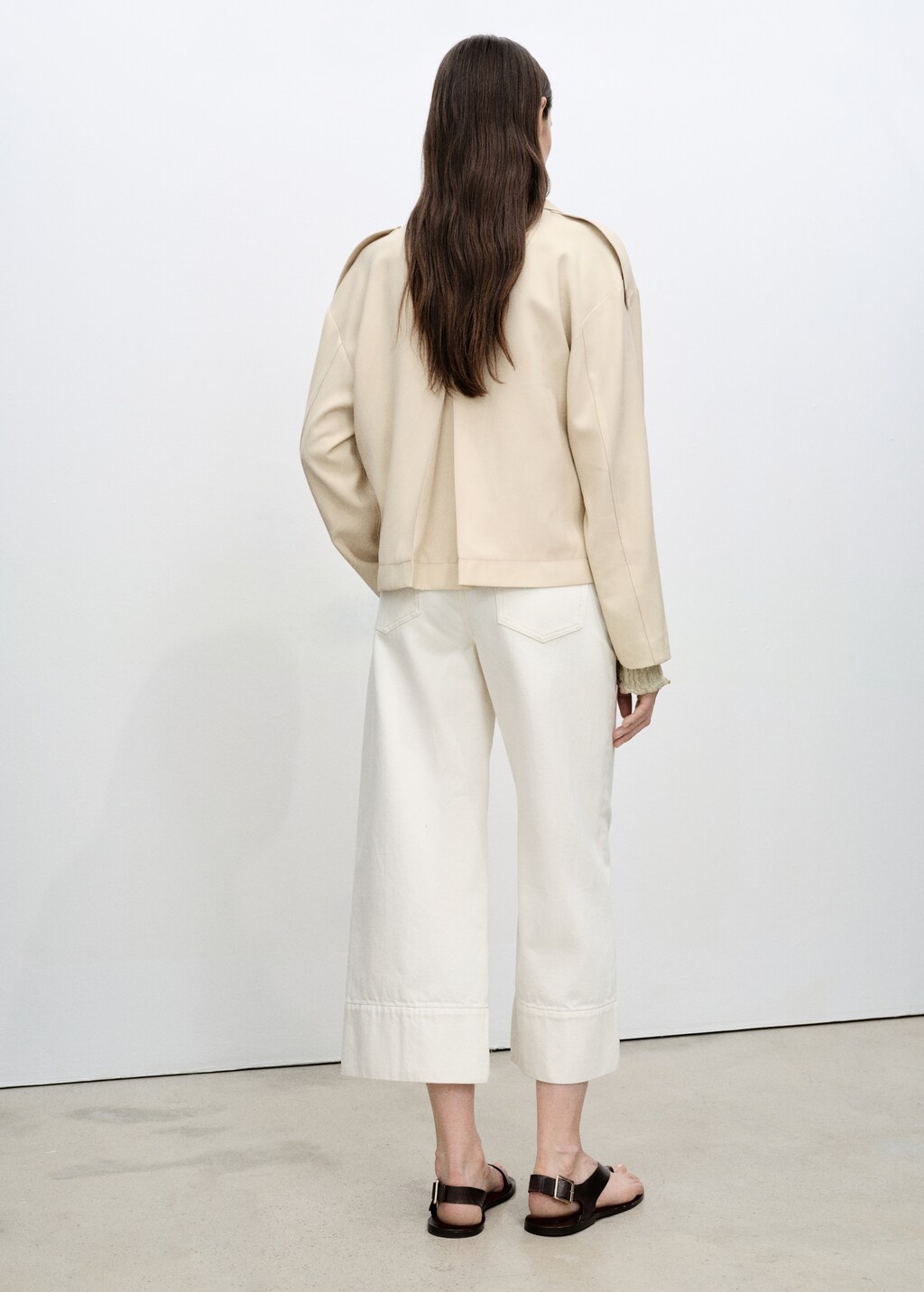 Wideleg cropped jeans with seam detail - Open Blue