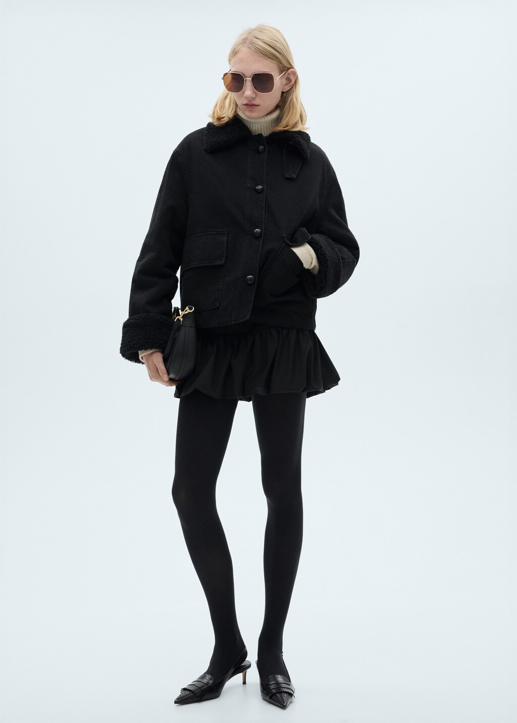 Double-sided fleece jacket - Black denim