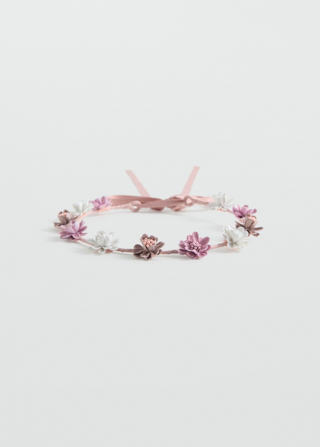 Tie closure flower hairband - Pale Pink