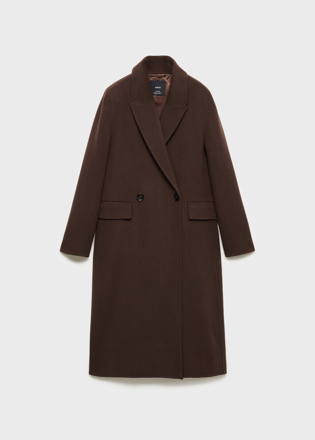 Wool coat with fringed scarf - Chocolate