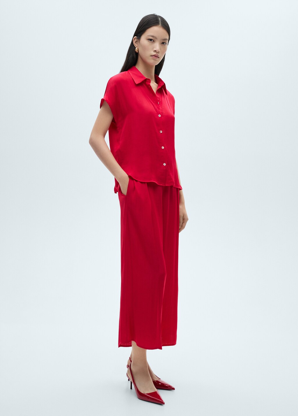 Flowy palazzo trousers - Petrol Blue