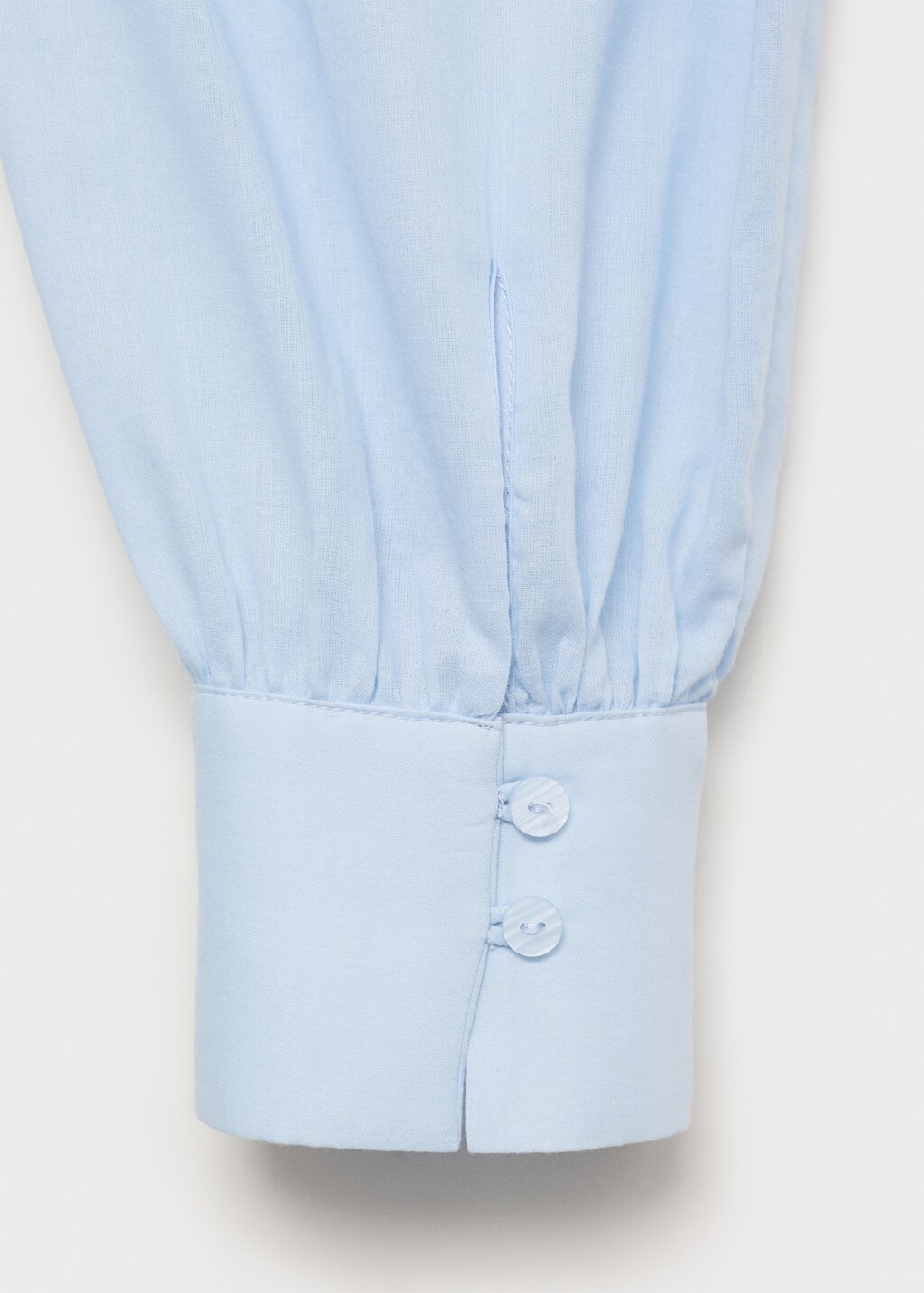 Puffed sleeves cotton blouse - Blue