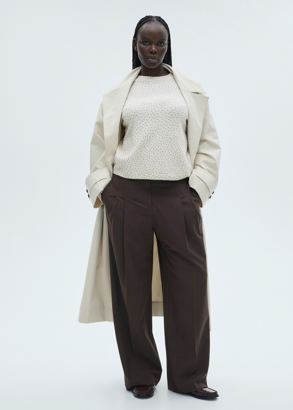 Polka-dot knitted sweater - Ecru