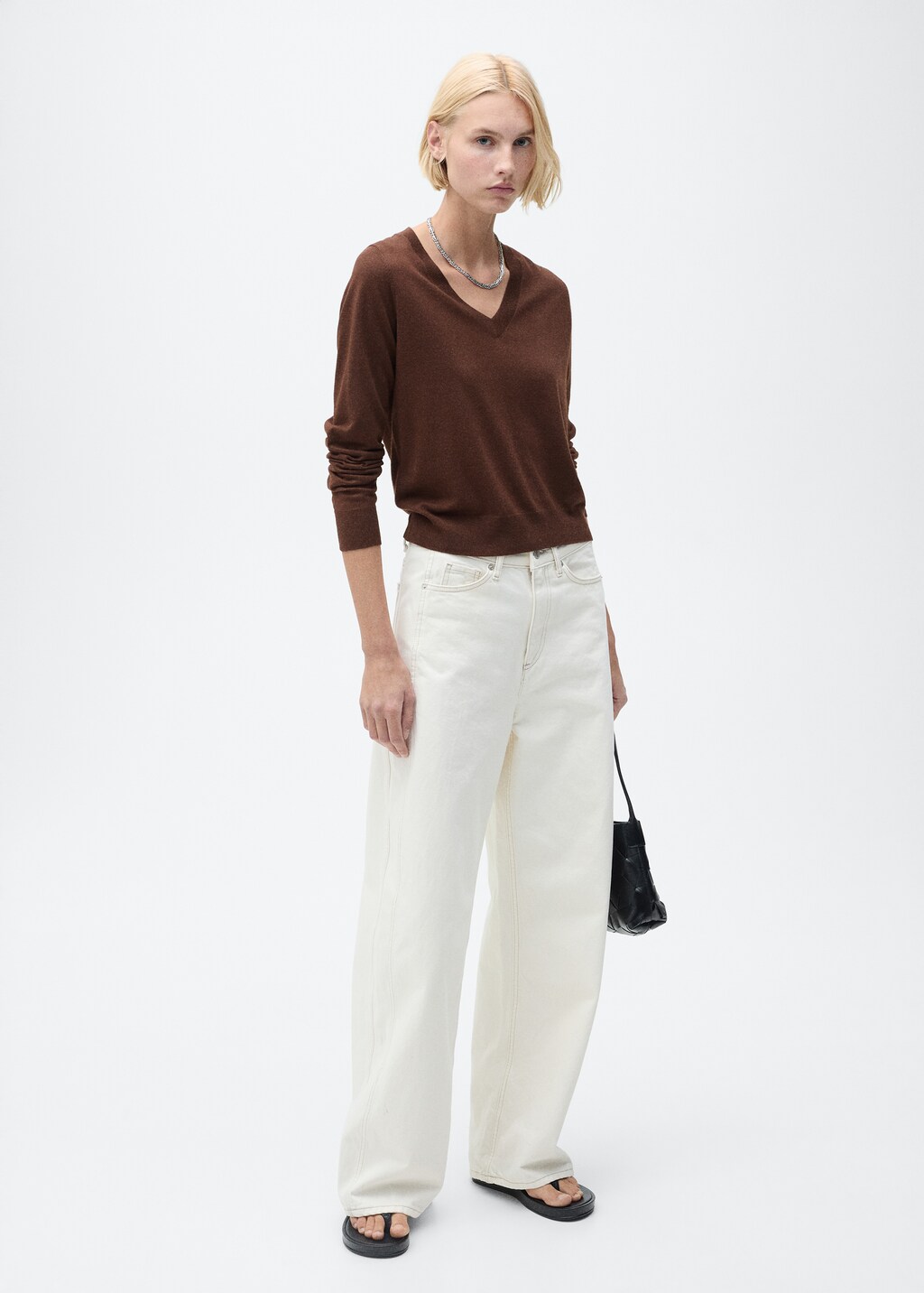 V-neck knit sweater - Sky Blue