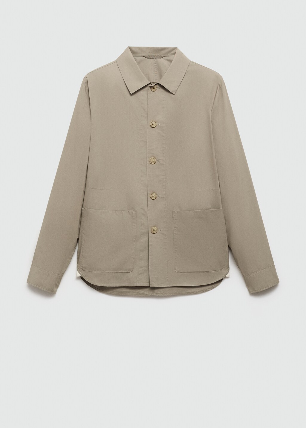 100% cotton poplin overshirt - Khaki