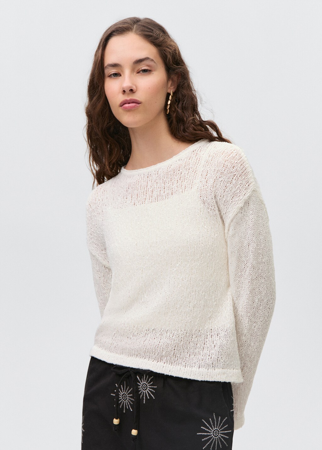 Textured knit sweater - Off White