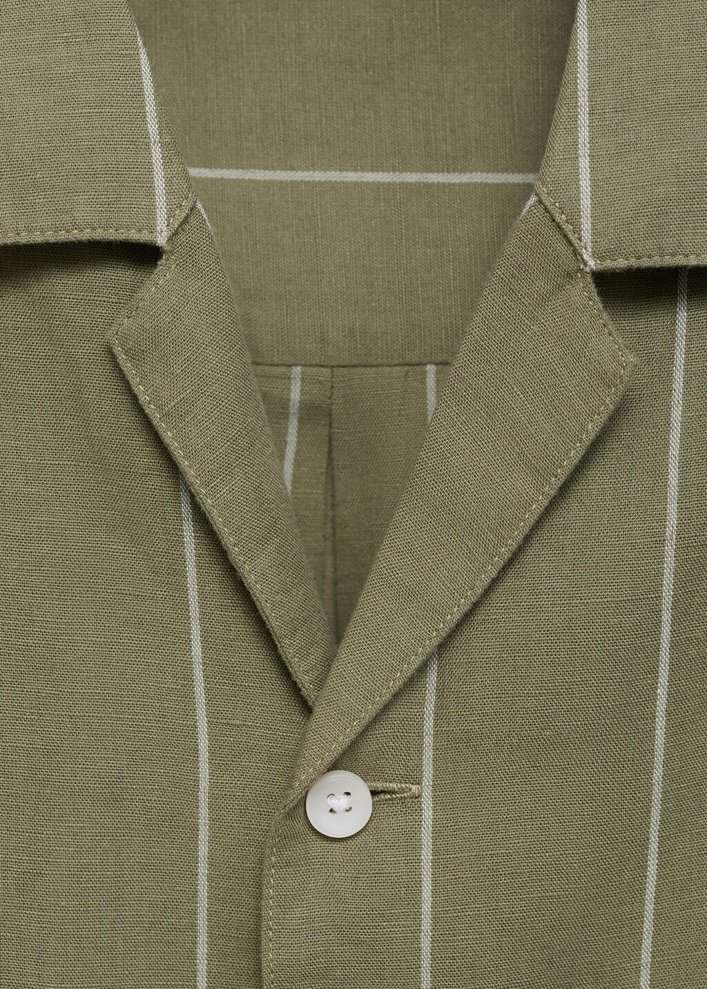 Linen bowling shirt with pinstripes - Green