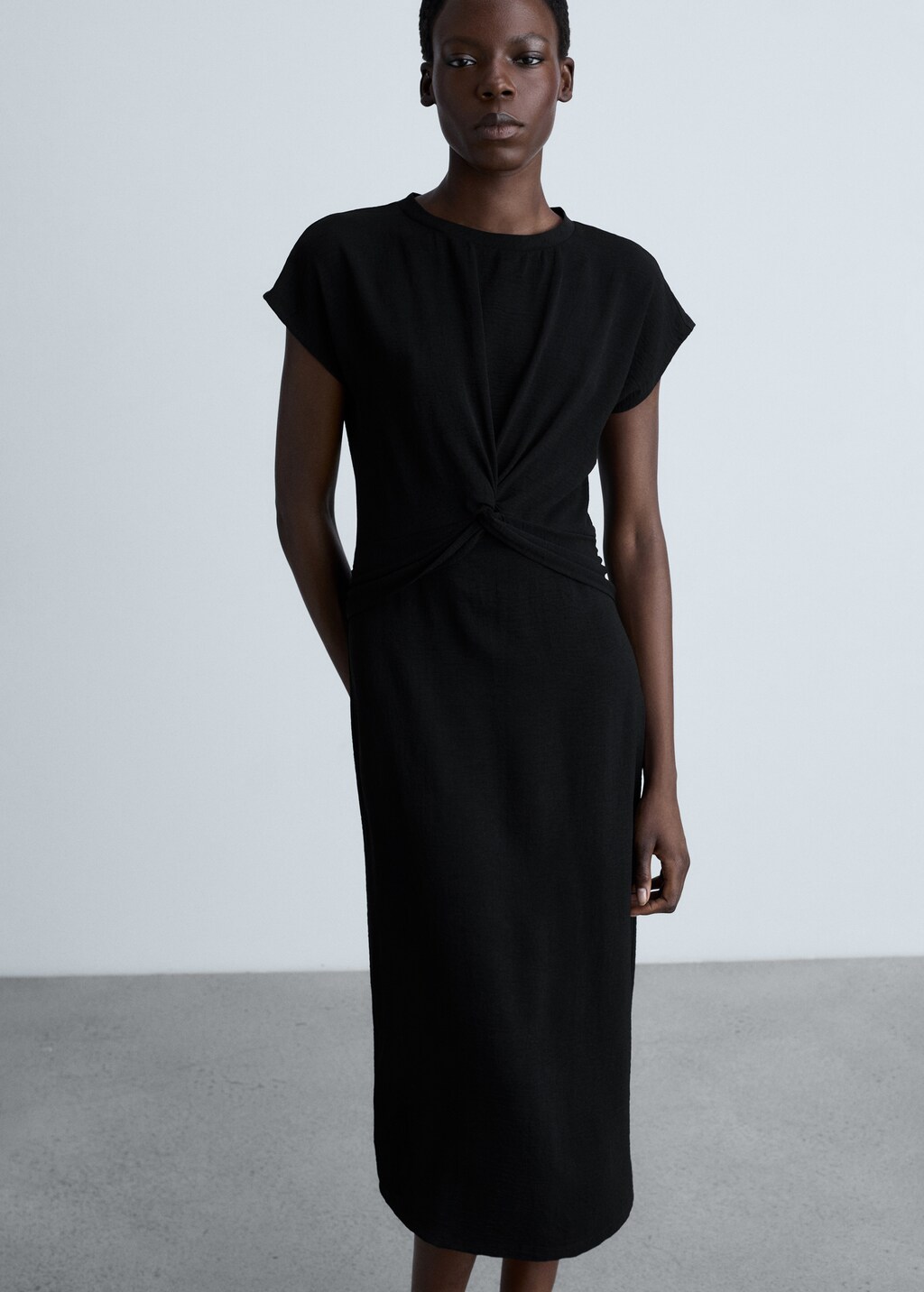 Midi-dress with knot detail - Emerald Green