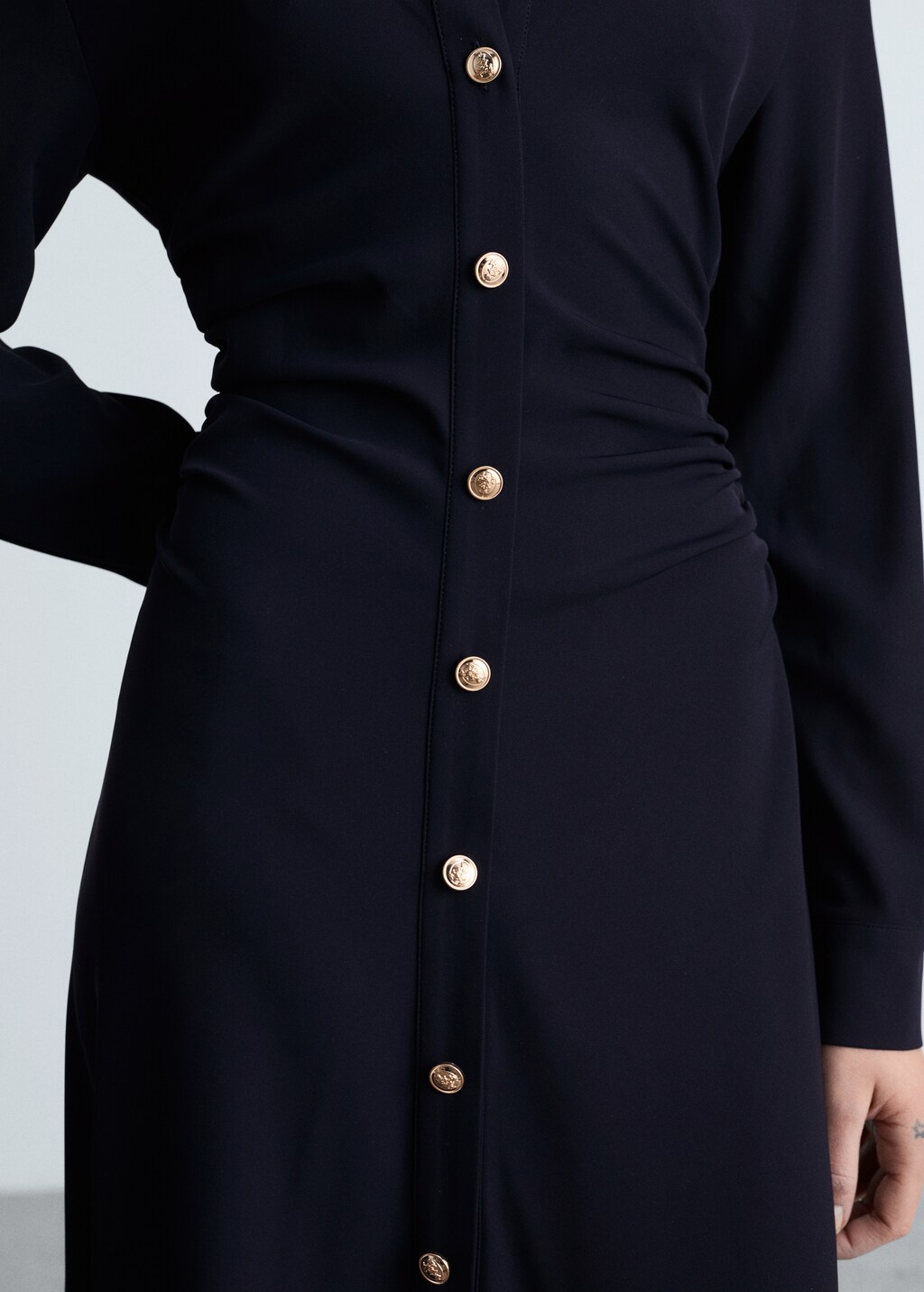Midi-dress with draped waist - Dark Navy
