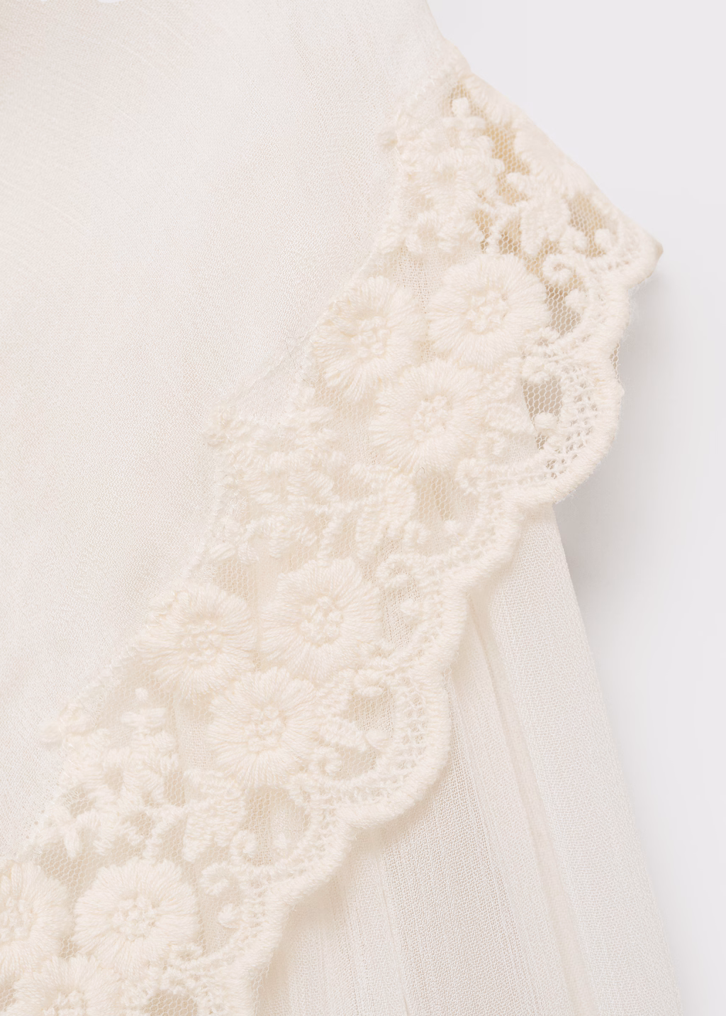 Blouse with ruffles and lace details - Ecru