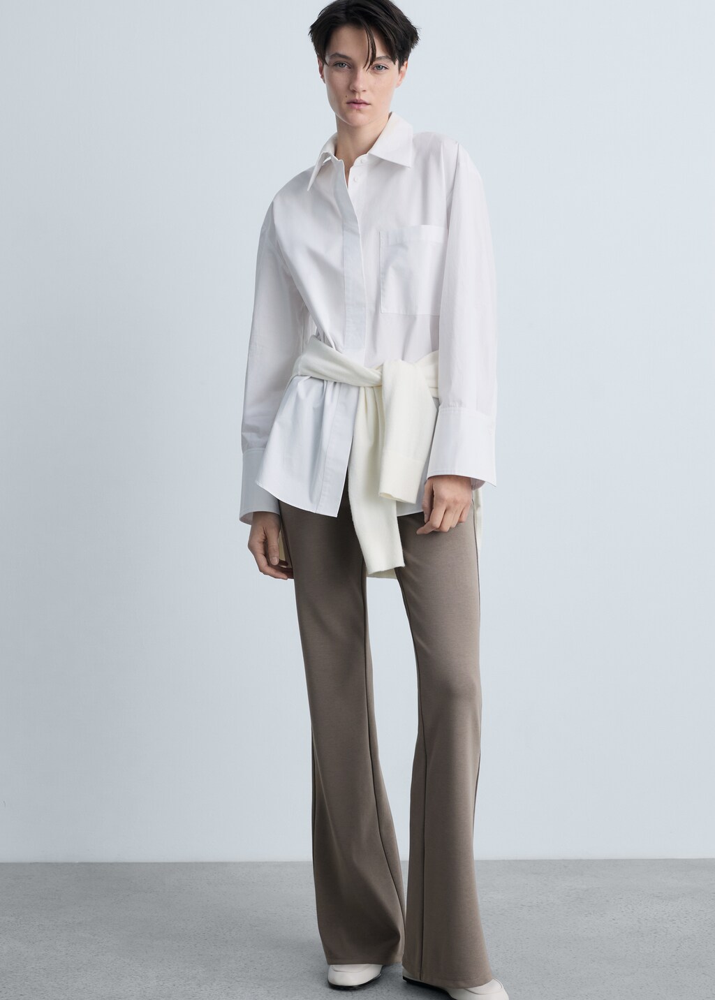 Flared knitted trousers - Medium Brown