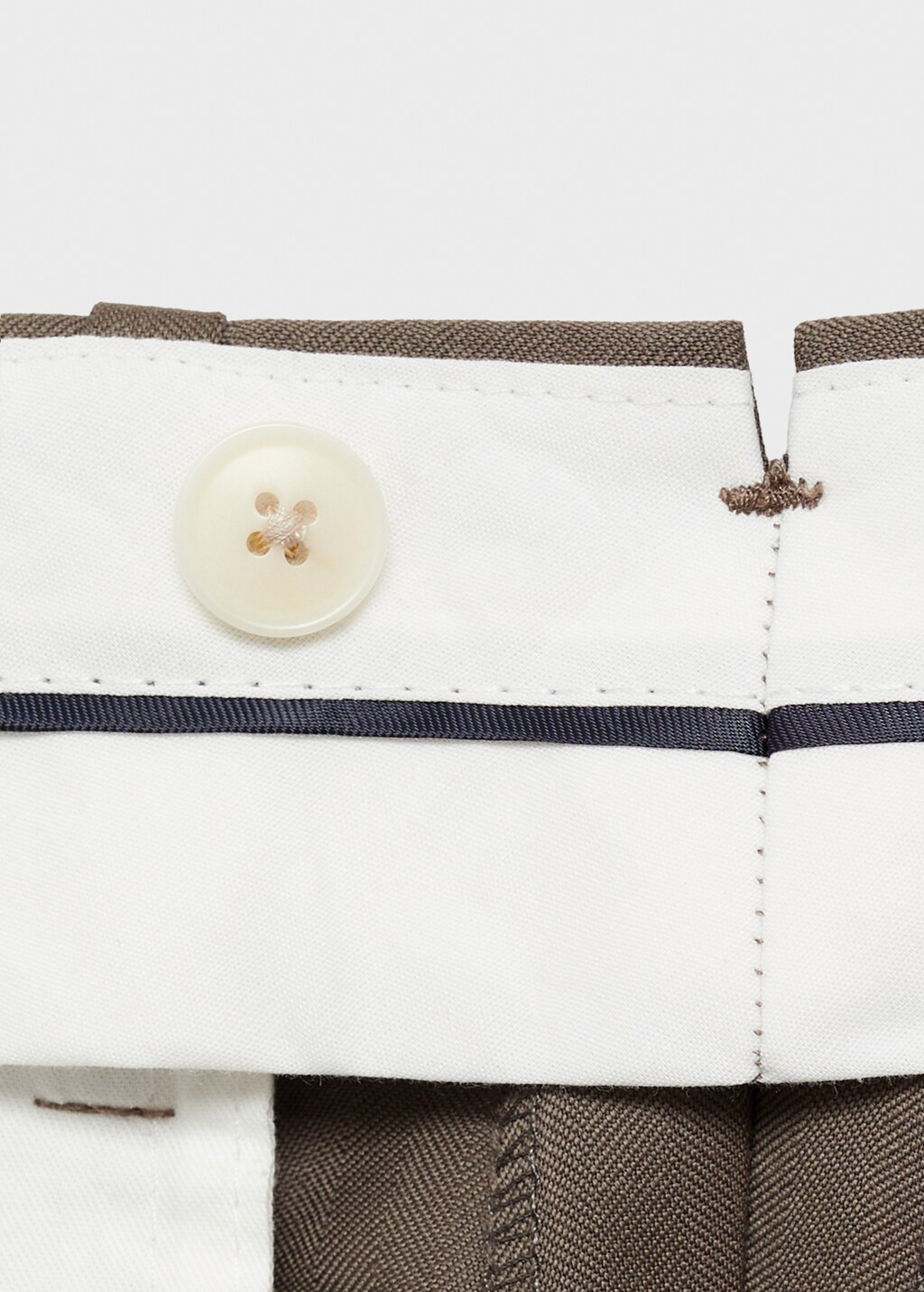 100% virgin wool herringbone suit trousers - Medium Brown