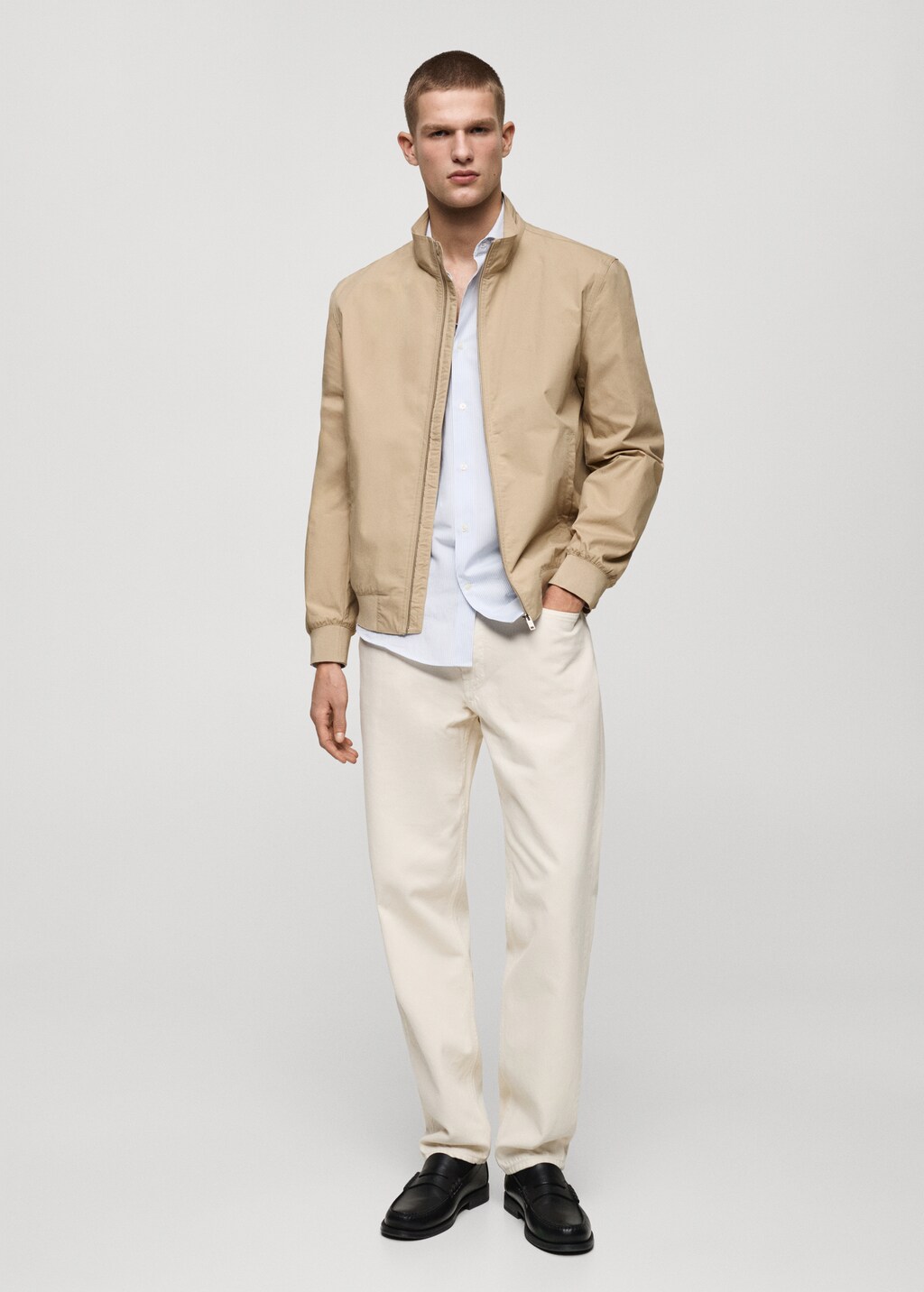 Lightweight jacket with funnel neck - Beige