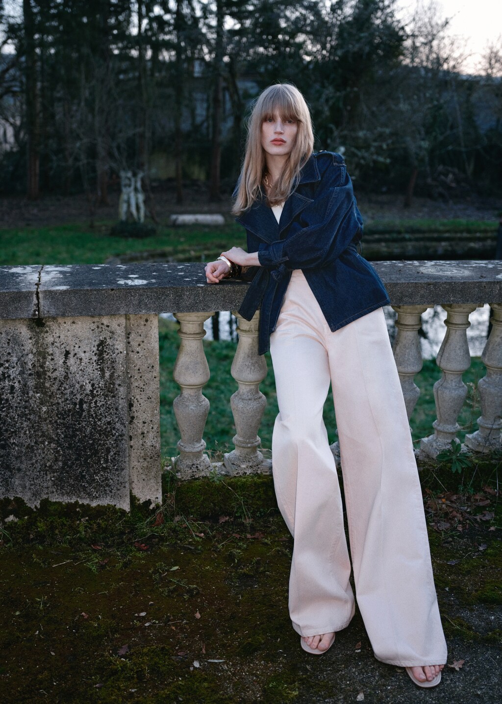 High-rise wideleg jeans - Ecru