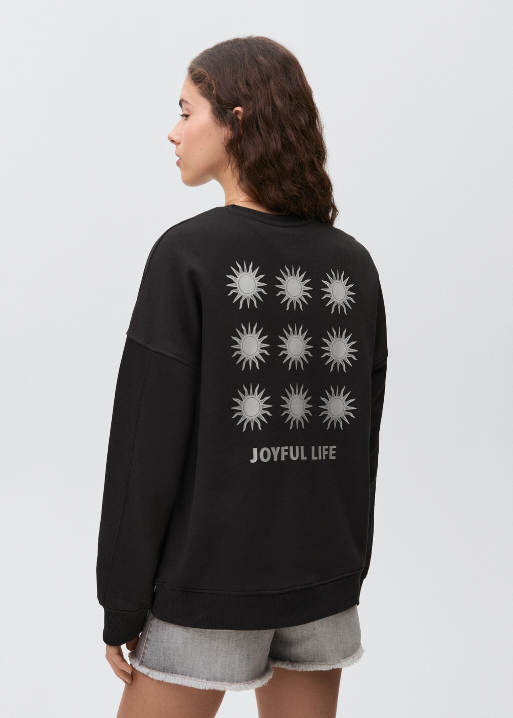 Printed cotton sweatshirt - Black