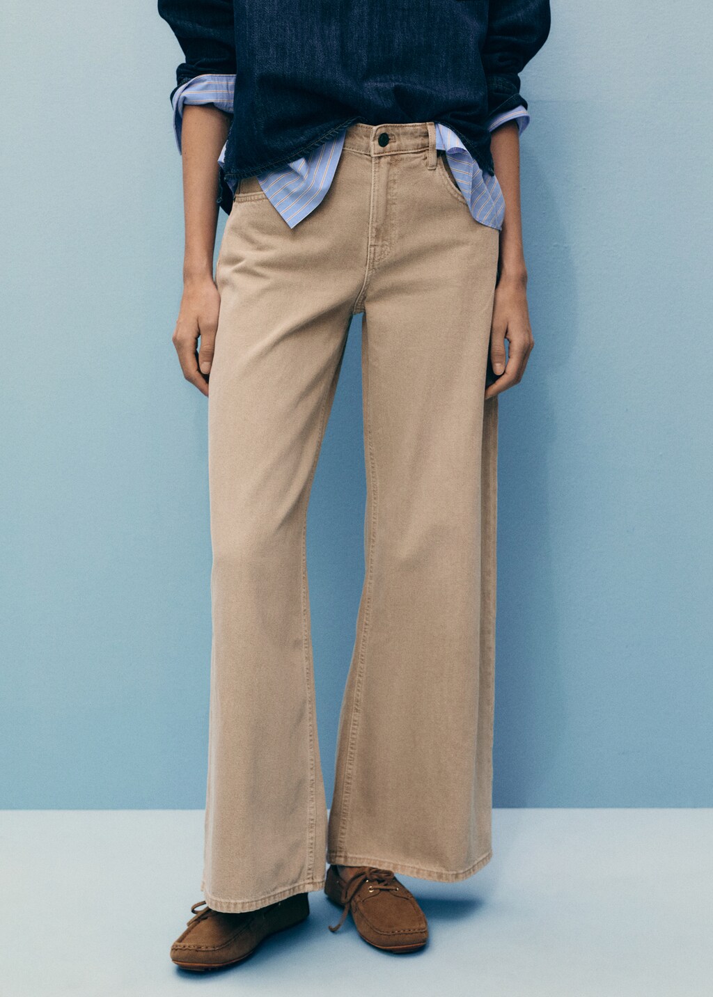 Low waist wideleg jeans - Sand