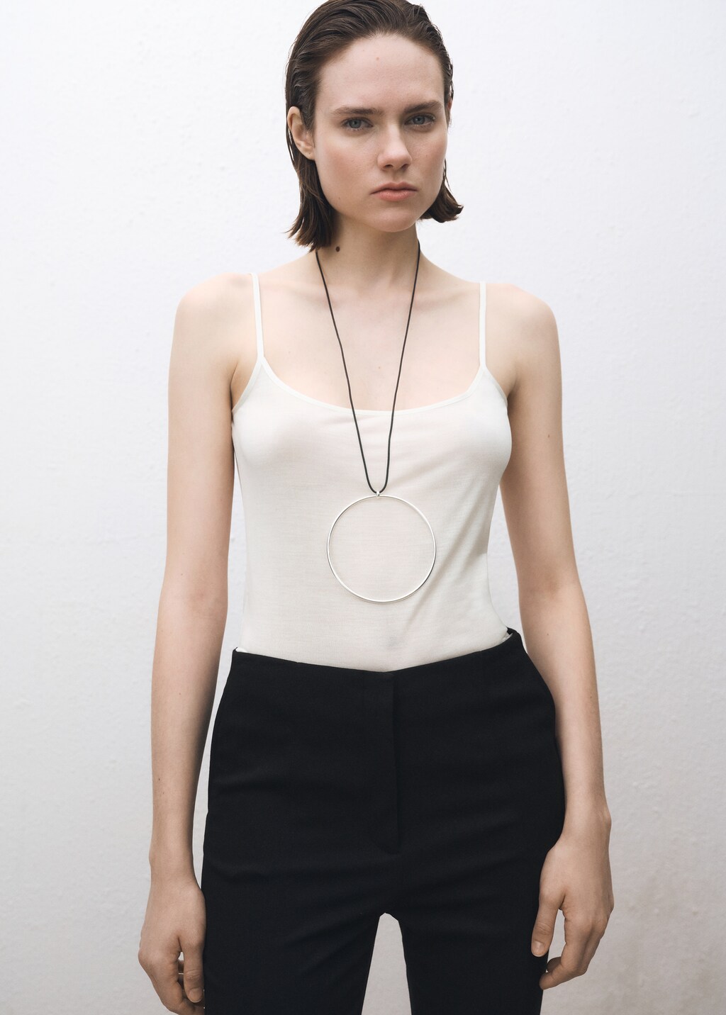 Silk top with thin straps - Black