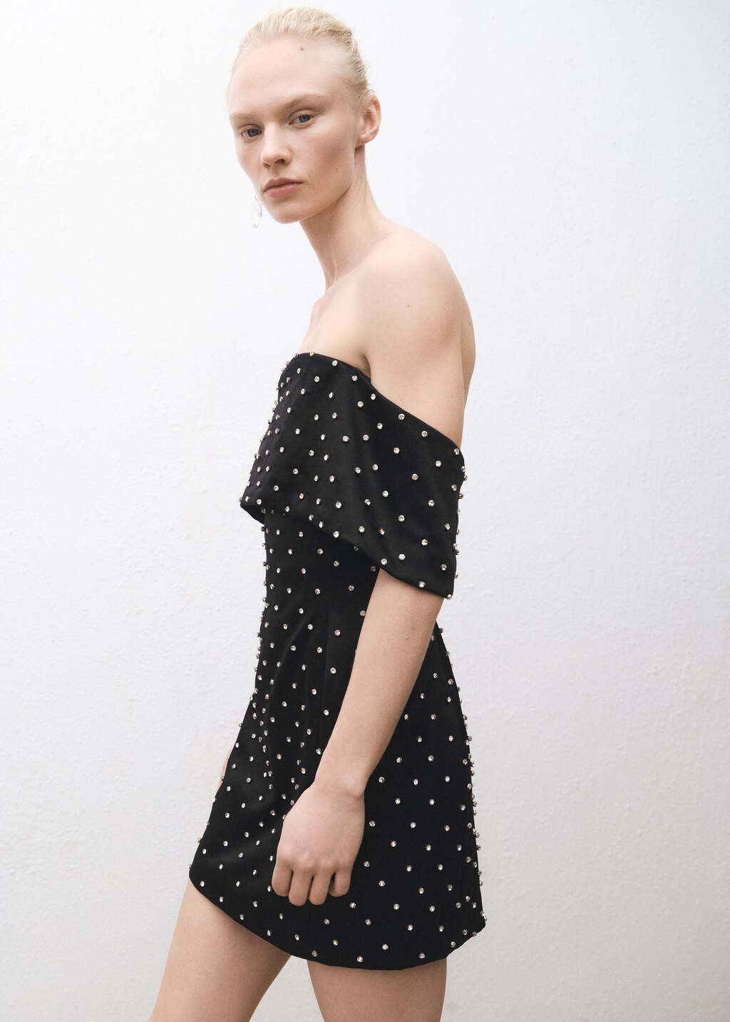 Strapless dress with shiny details - Black