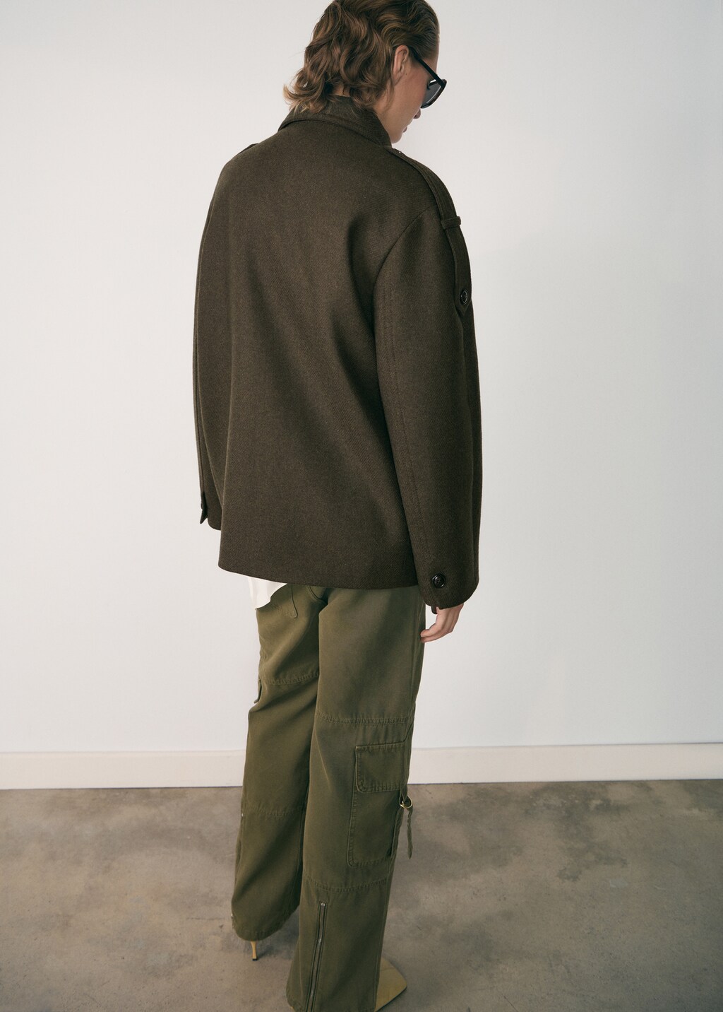 Double-breasted wool coat - Khaki