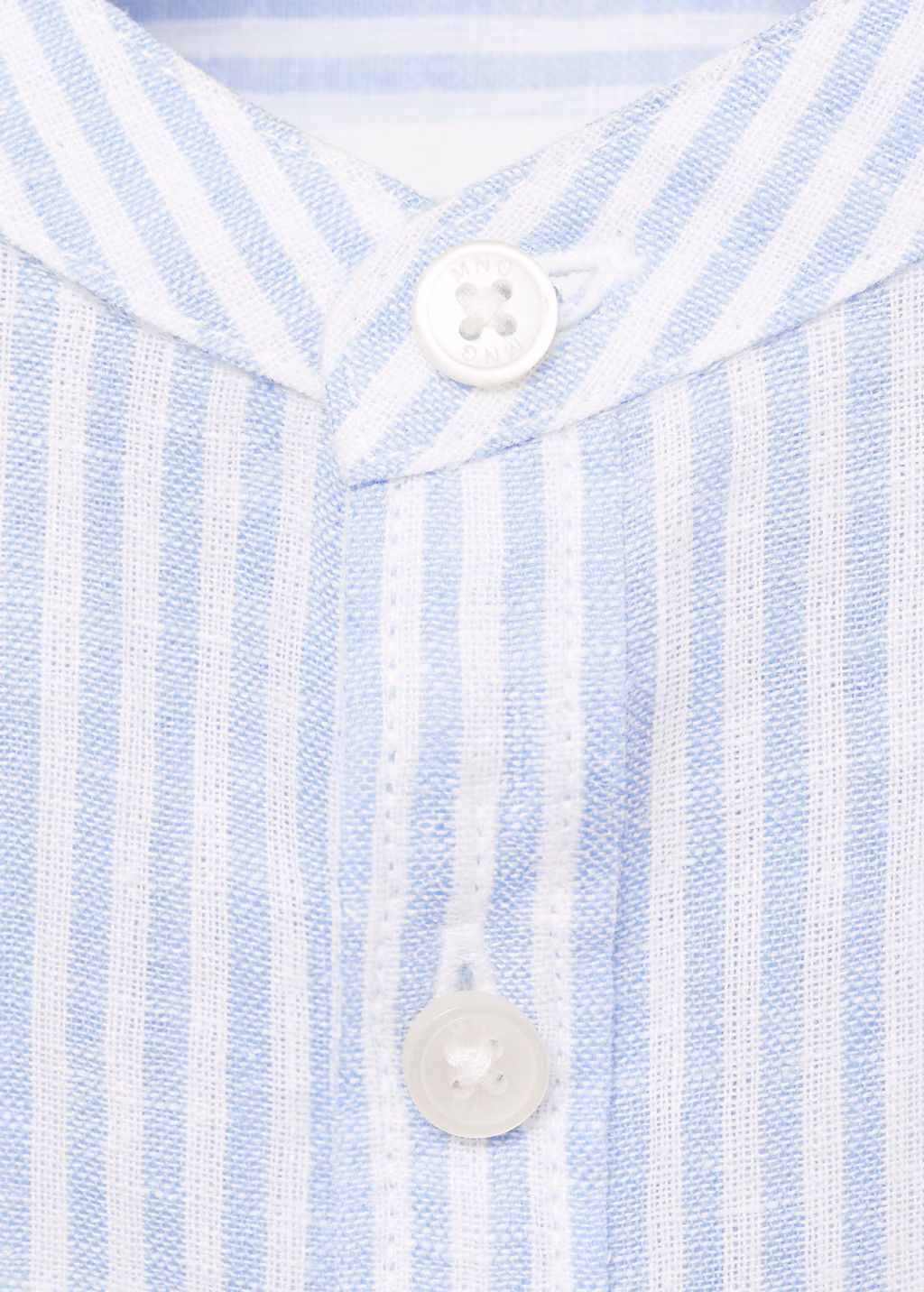 Striped mandarin-collar linen shirt - Blue