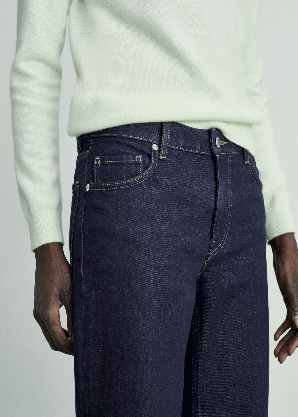 Rinse-wash jeans with cuffs - Open Blue