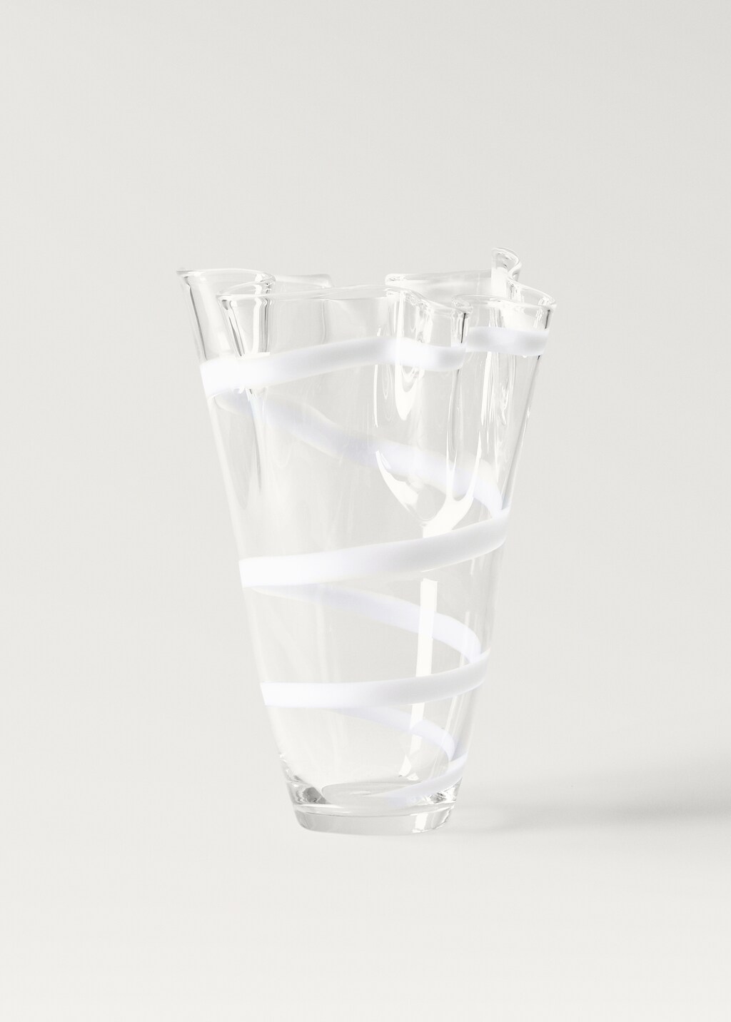 Striped hand-blown glass vase - White