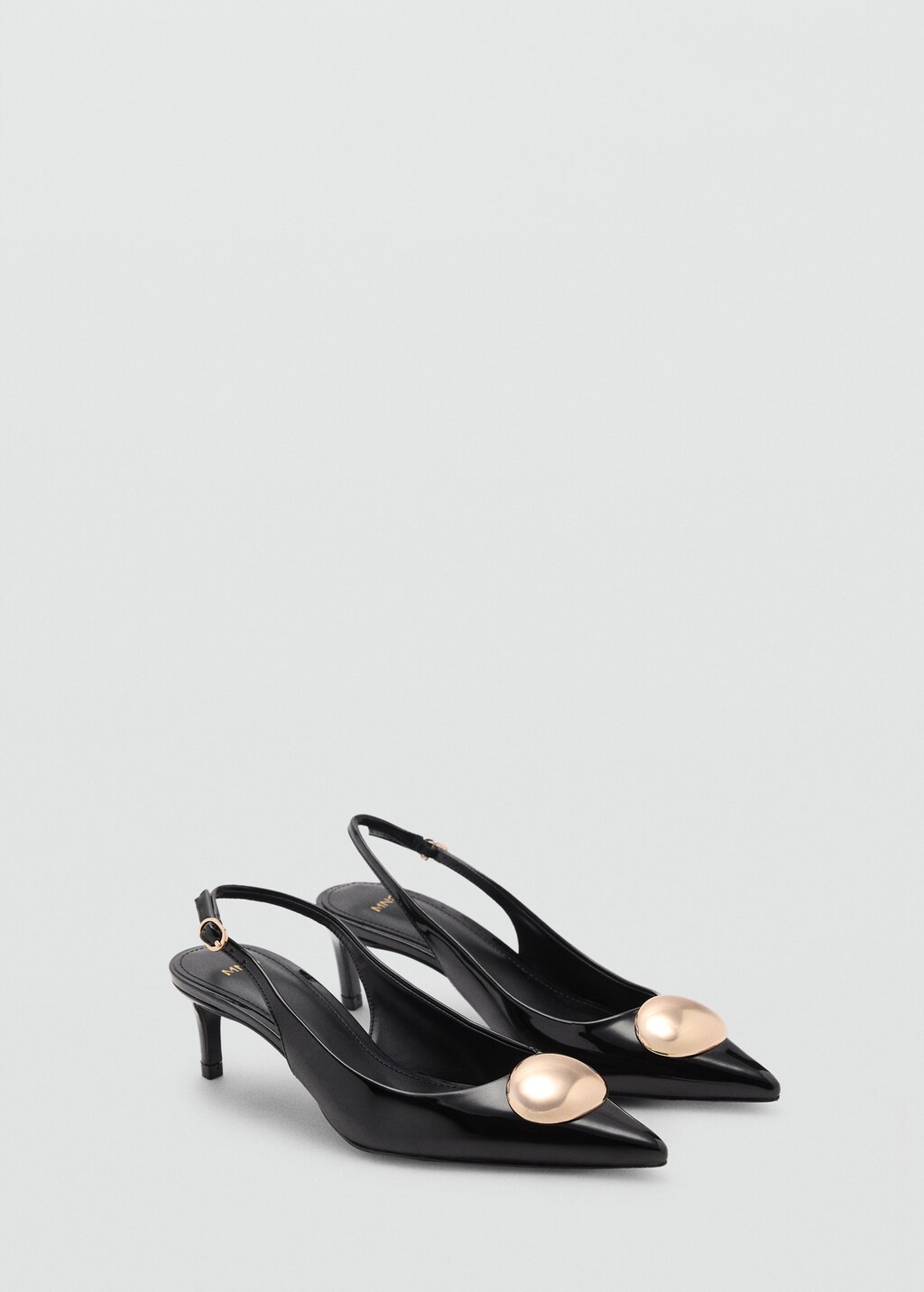 Kitten-heel shoes with metallic decoration - Black