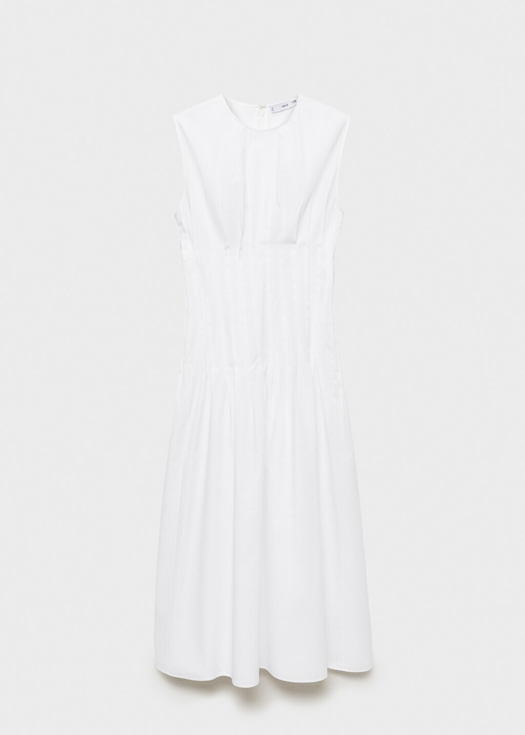 Cotton pleated midi-dress - White