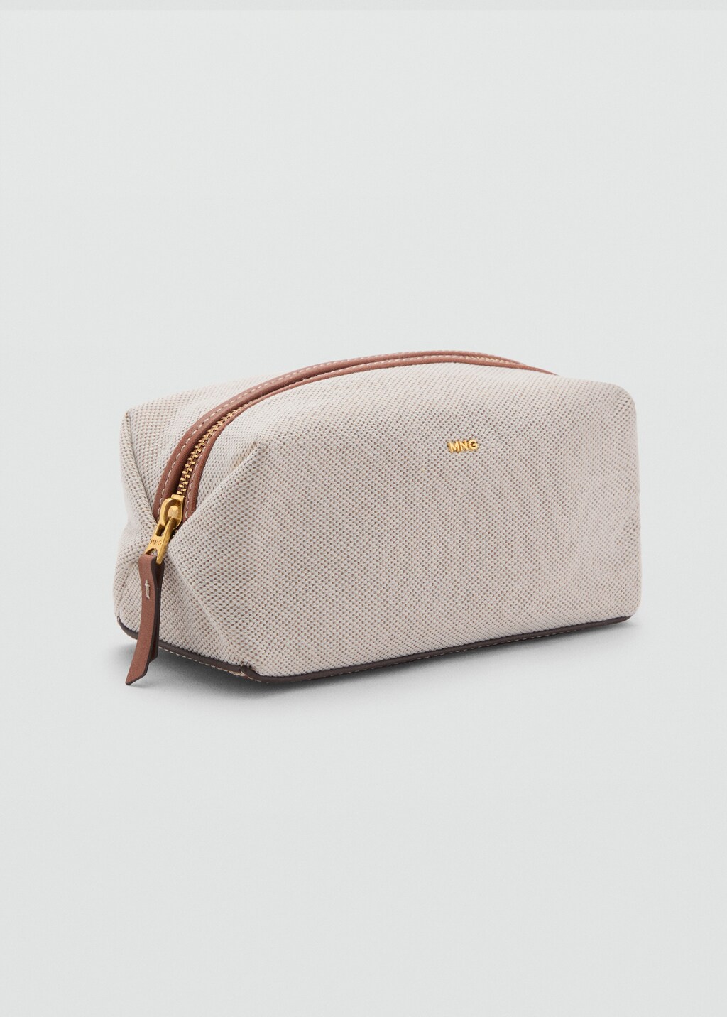 Canvas toiletry bag with contrasting zip - Leather