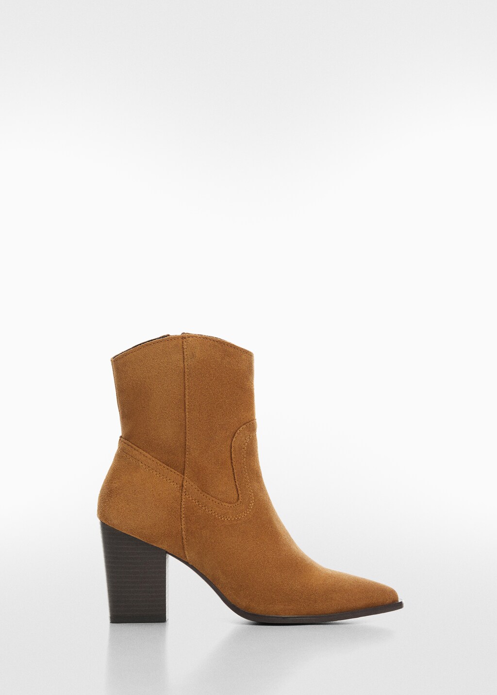 Heel suede ankle boot - Tobacco Brown