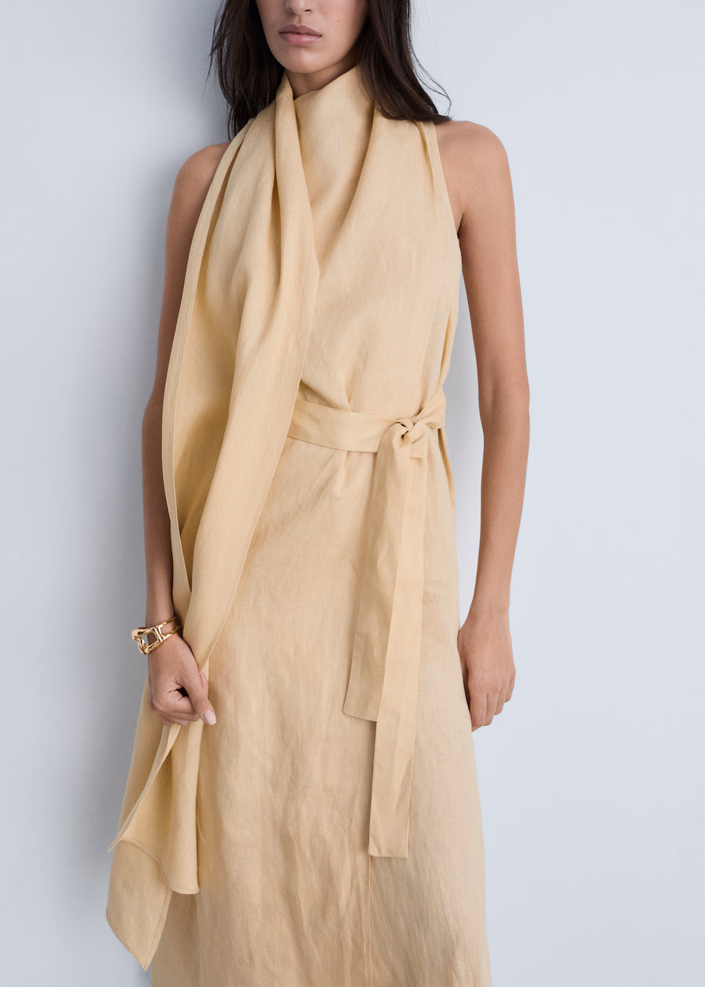 Belt linen dress - Sand
