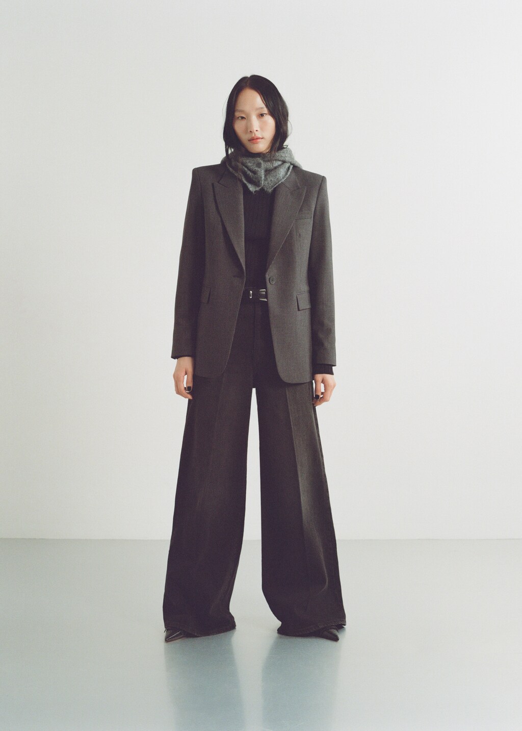 Straight-fit micro-houndstooth jacket - Dark Navy