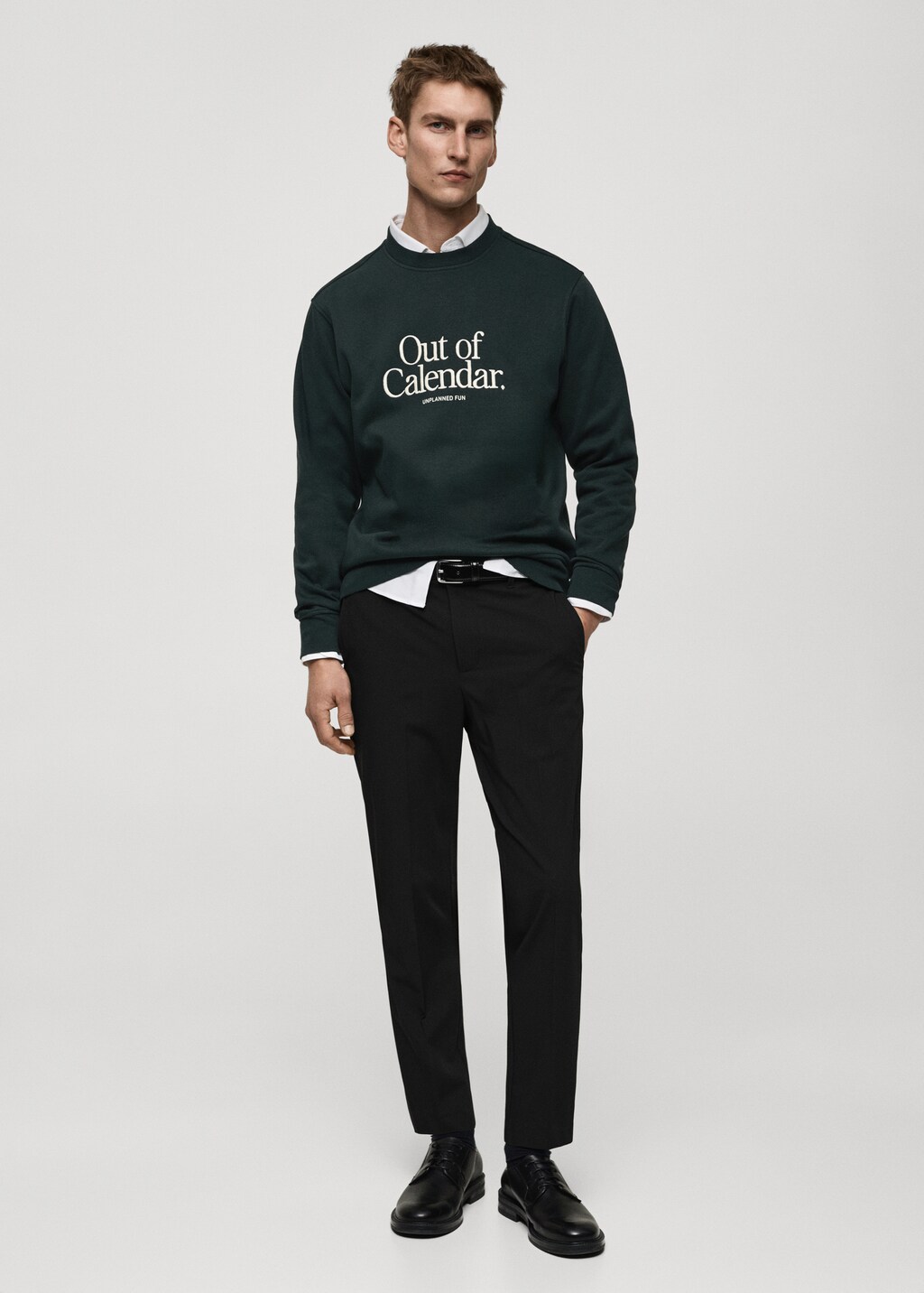 Cotton sweatshirt with embroidered message - Green