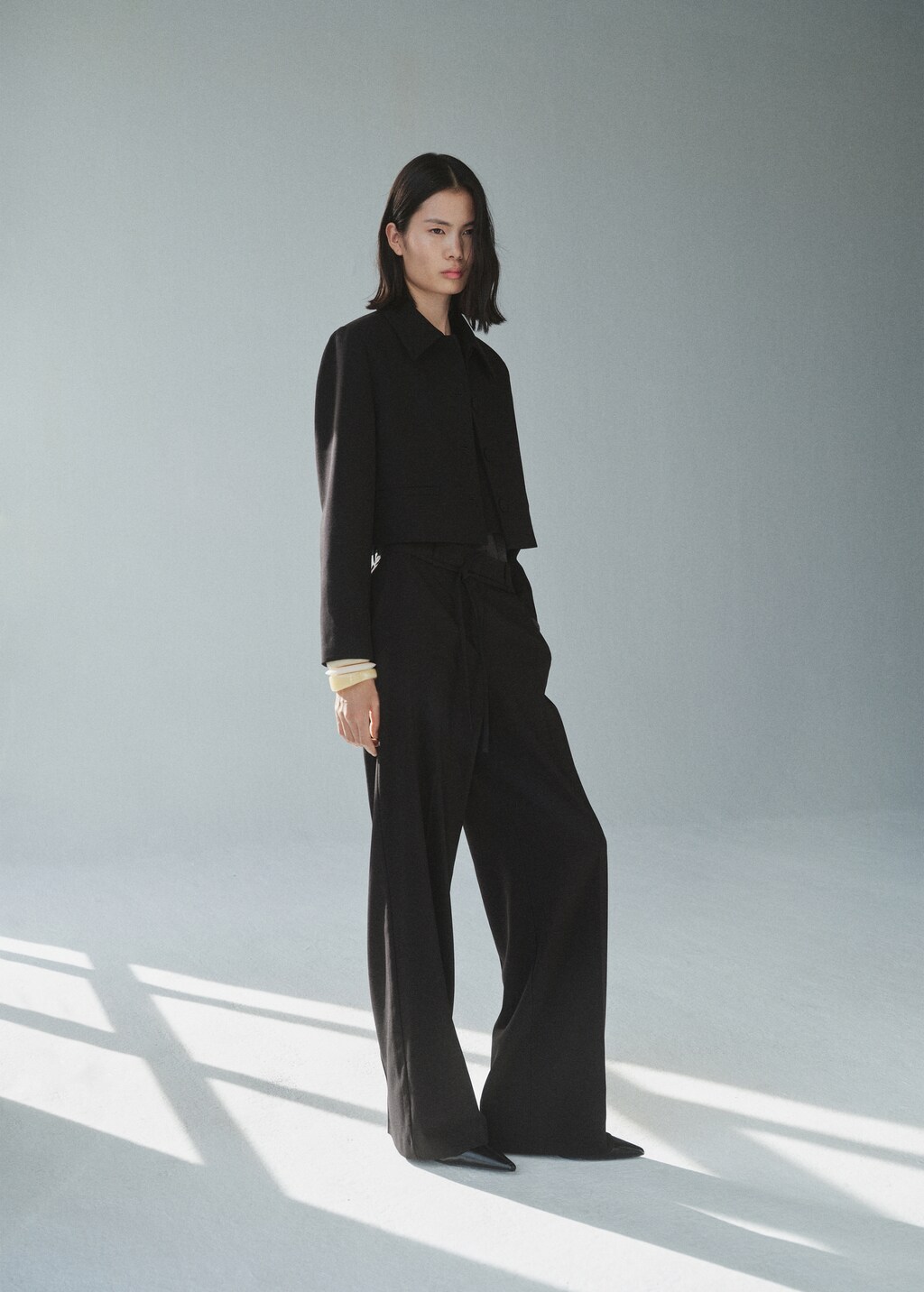 Straight suit pants with bow - Black
