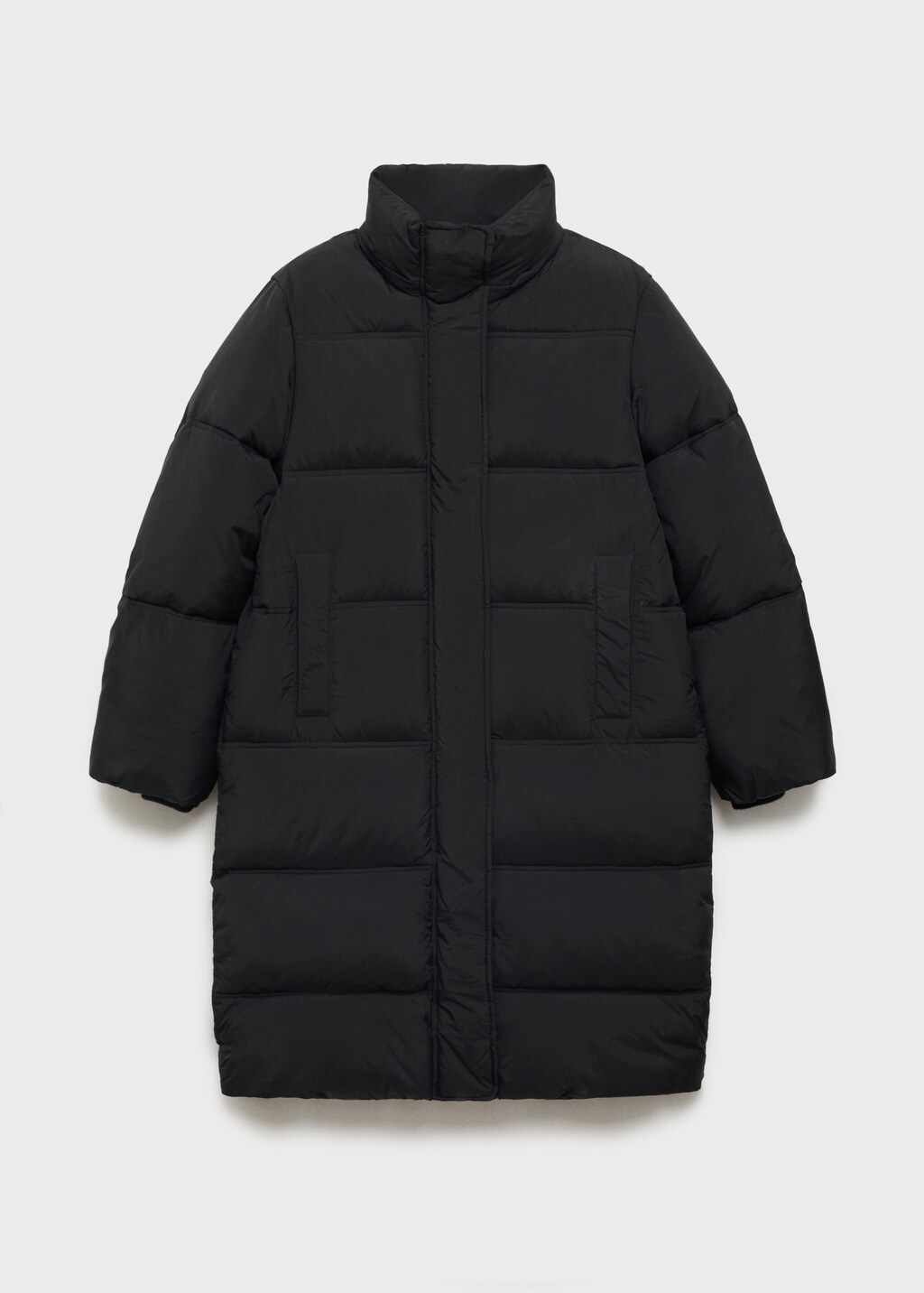 Quilted long coat - Black