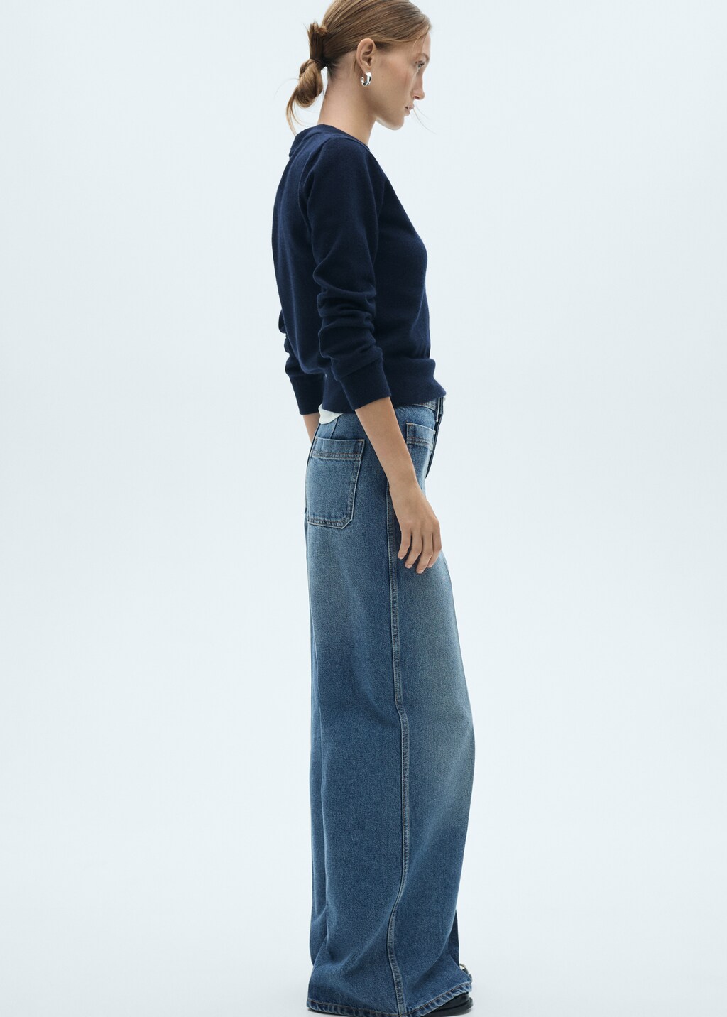 Wideleg jeans with pockets - Dark Blue