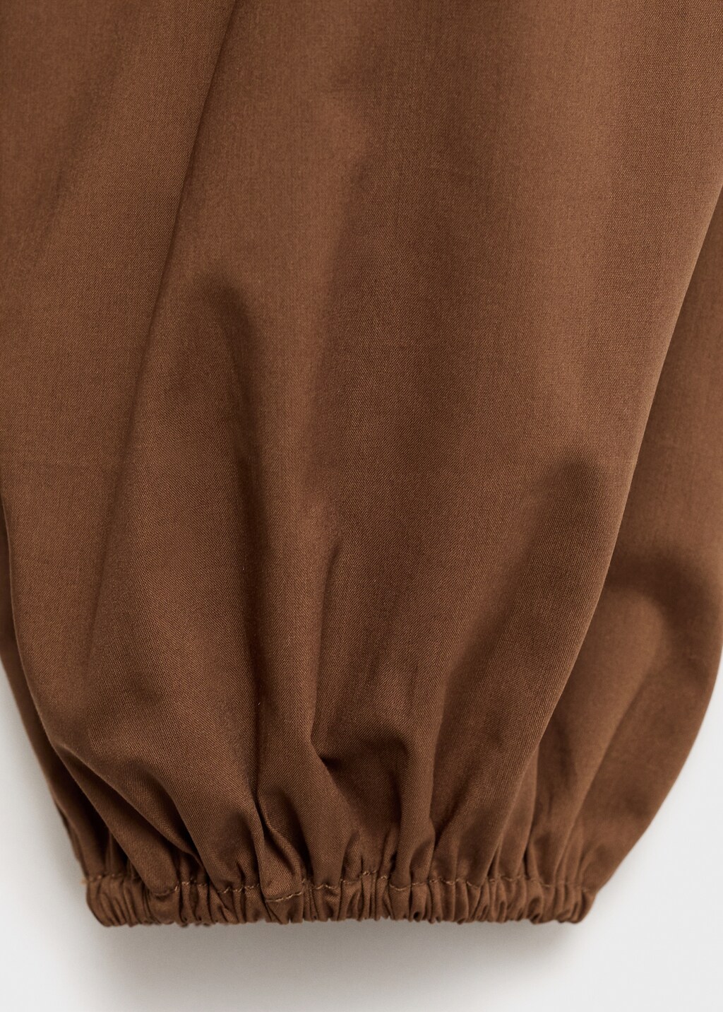 Cotton blouse with gathered neck - Brown