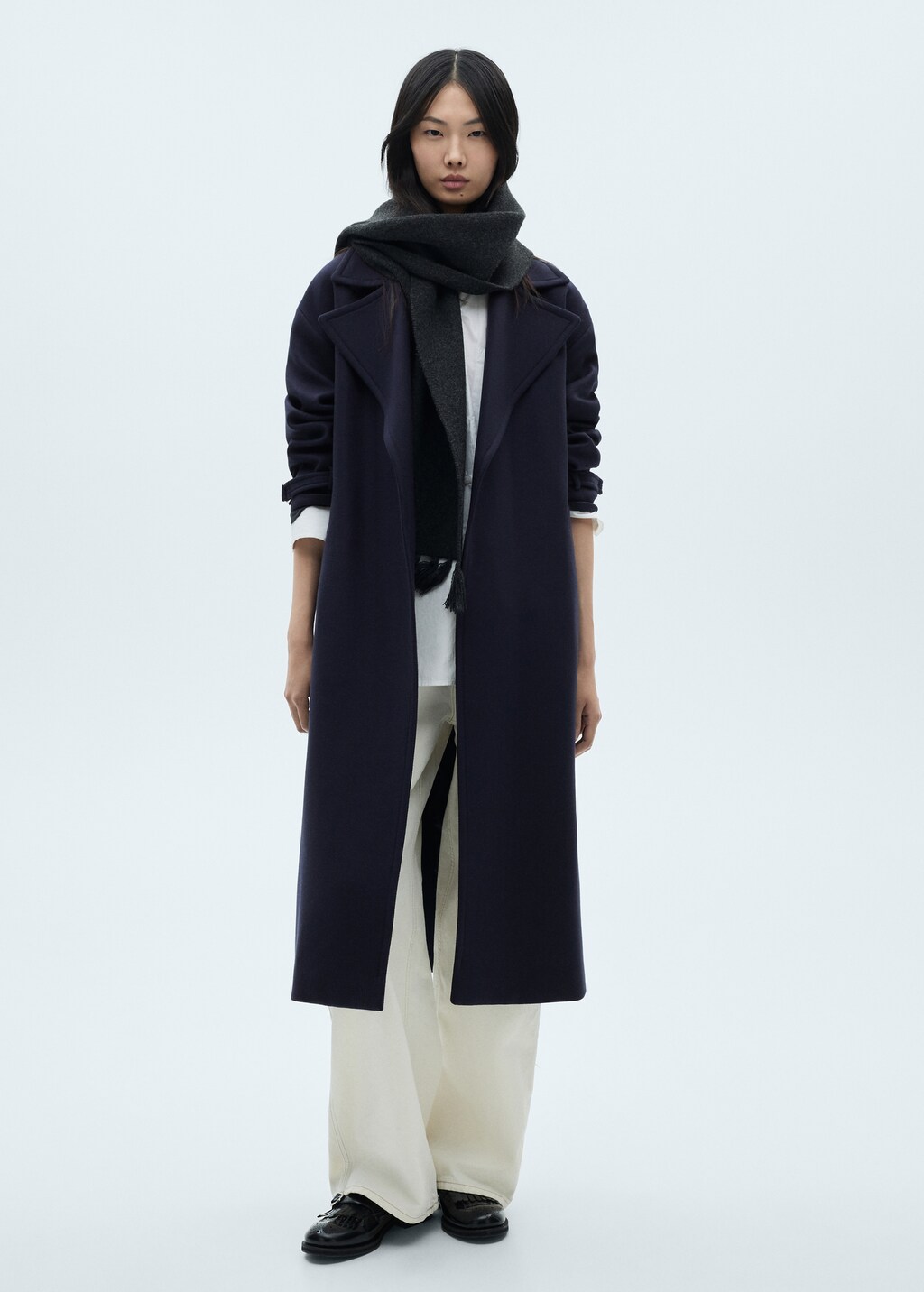 Maxi lapel Manteco wool coat - Light/Pastel Grey