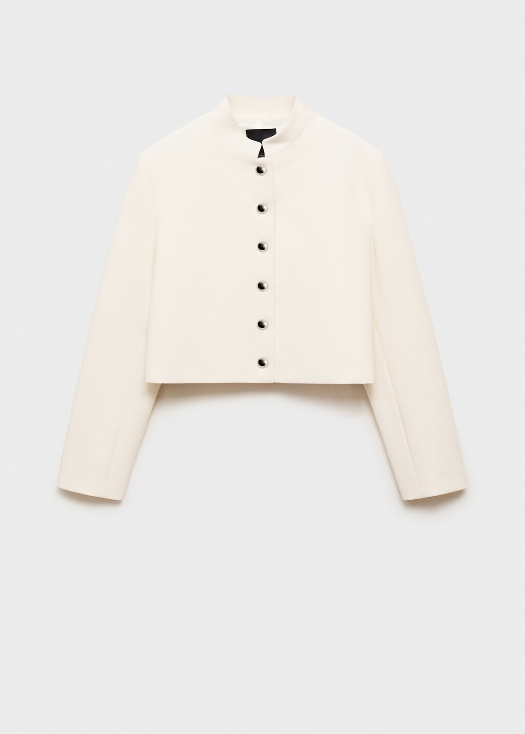 Strip-neck cropped jacket - Ecru