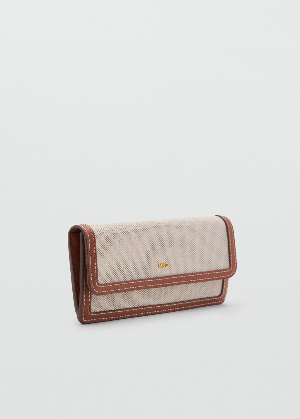 Contrasting canvas rectangular wallet - Leather