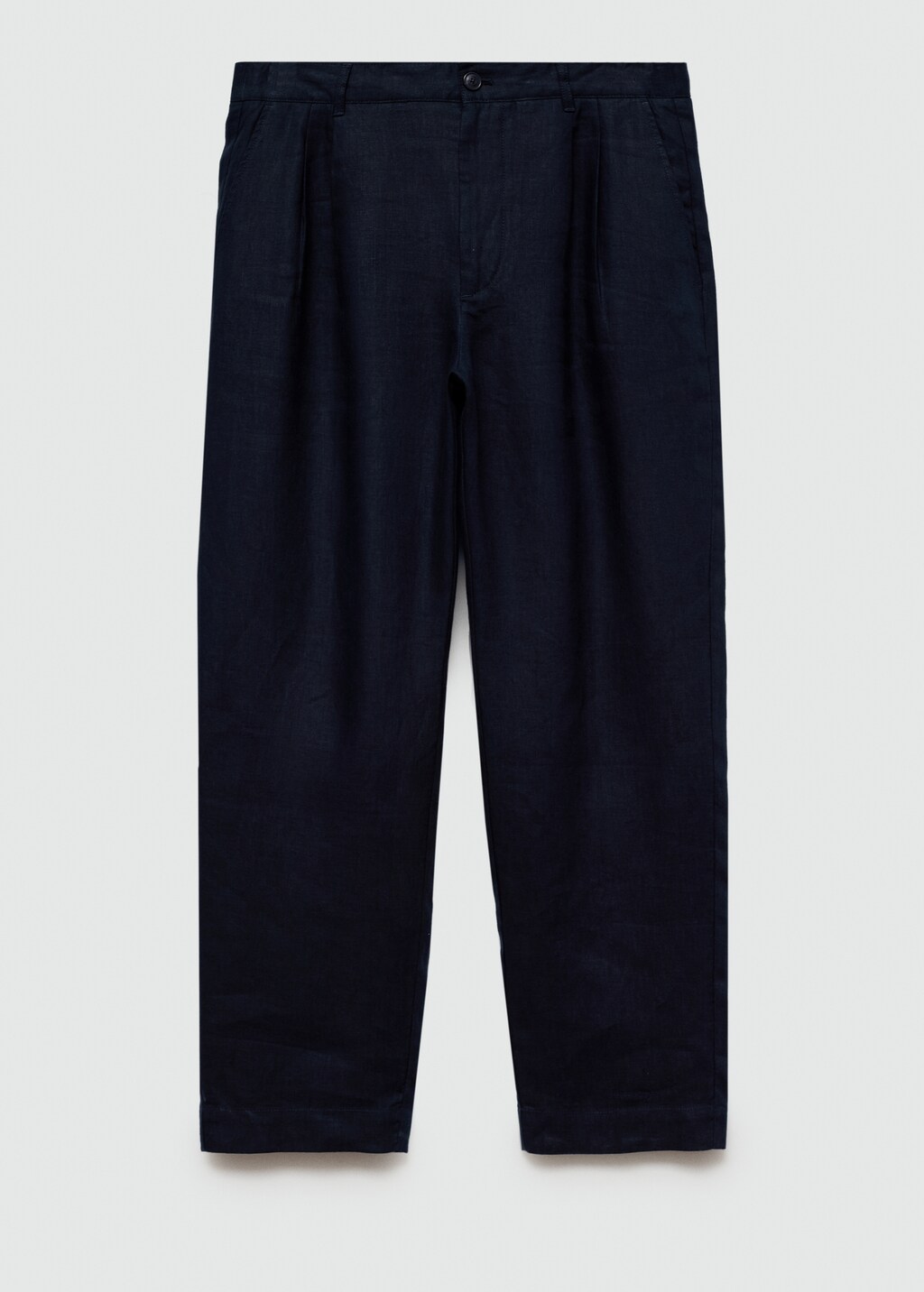Relaxed-fit 100% linen trousers - Dark Navy