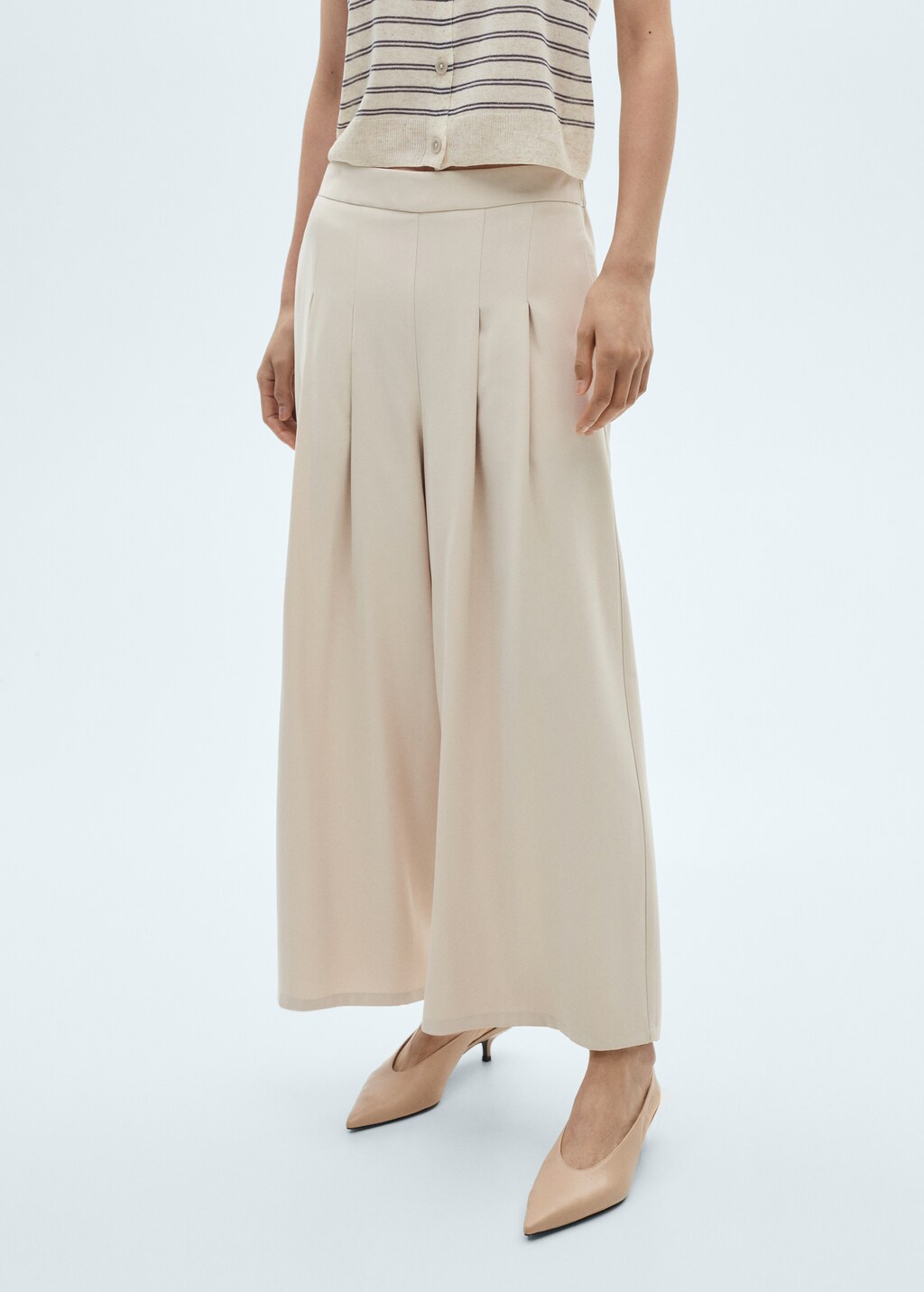 Wideleg pleated trousers - Coral Red